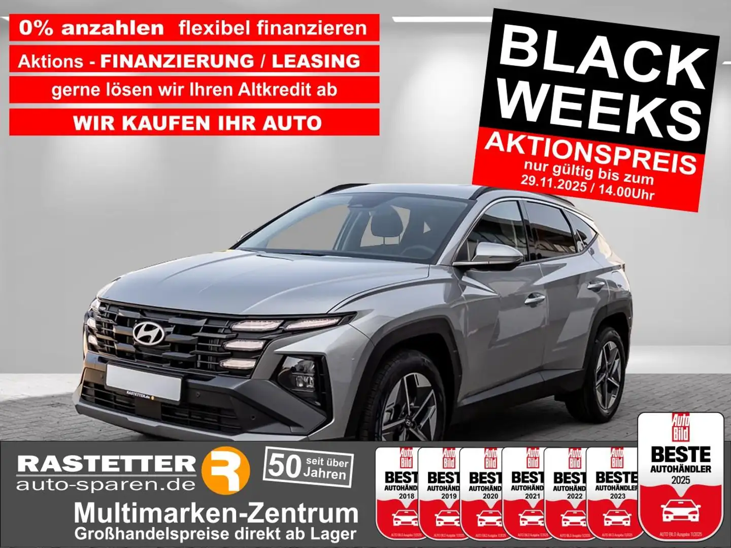 Hyundai TUCSON T-GDI 48V DCT 5Jahre+Navi+virtCP+ACC+Kamera+SHZ+PD Gris - 1