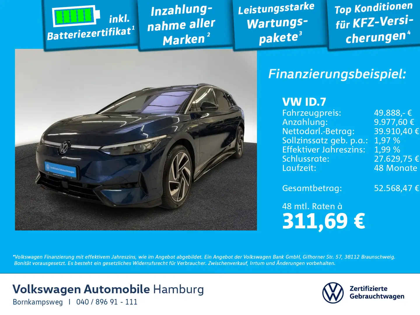 Volkswagen ID.7 Tourer Pro AHK Kameras Navi Blau - 1