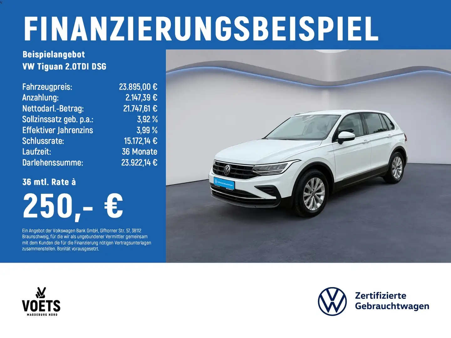 Volkswagen Tiguan 2.0TDI DSG LED+Navi+Sitzhzg.+PDC Weiß - 2