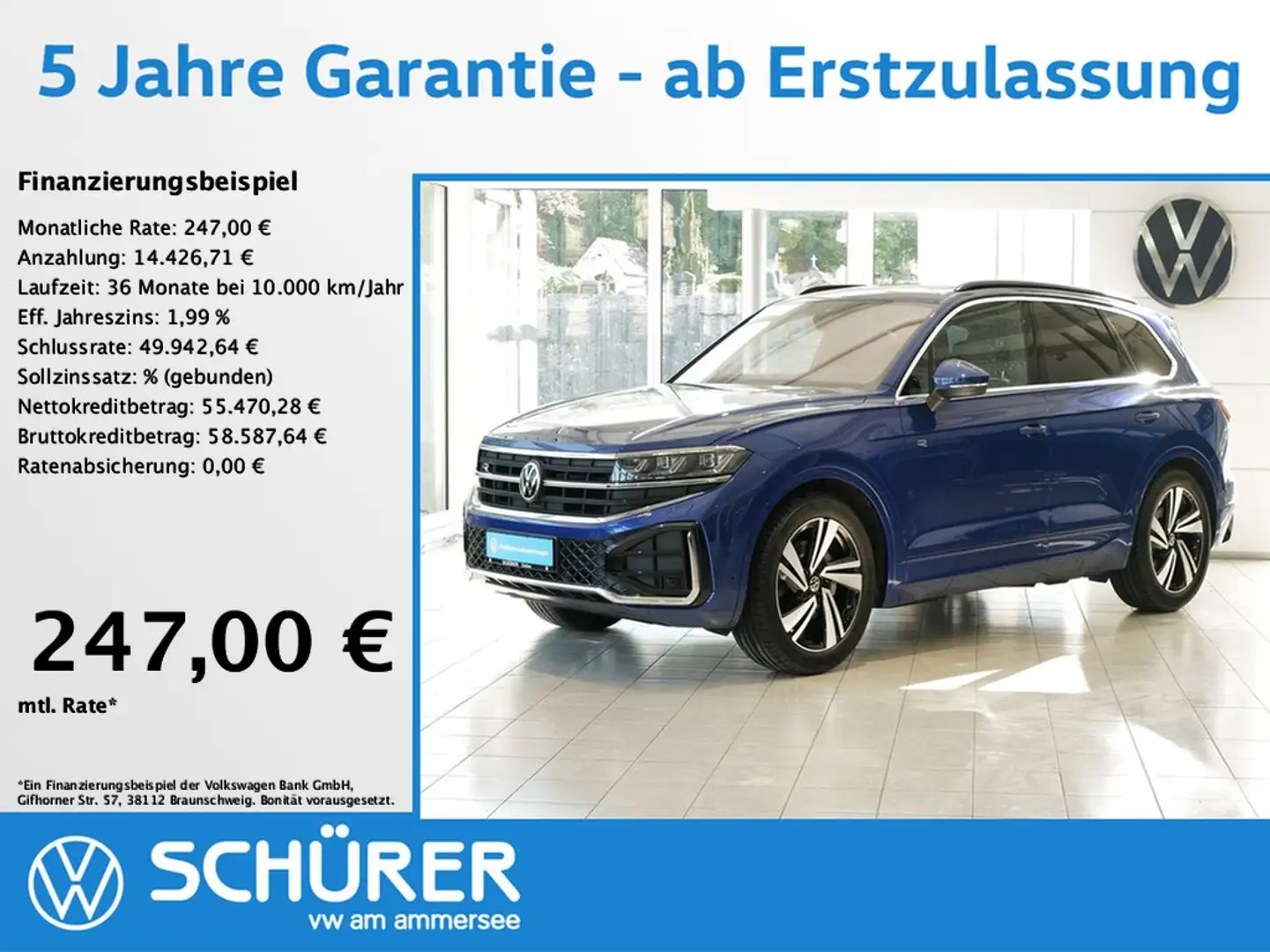 Volkswagen Touareg 3.0TDI R-Line Dynaudio Pano StdHzng HuD AHK Key... Blau - 1