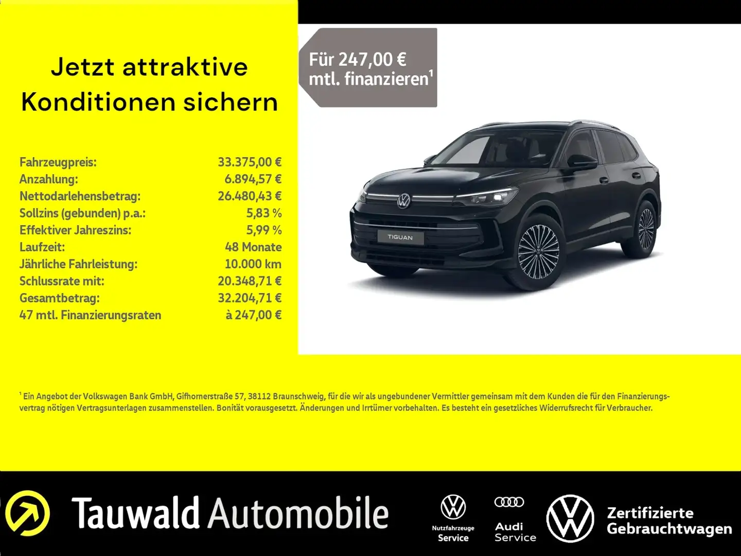 Volkswagen Tiguan III 1.5 eTSI DSG Life AHK/ACC/RFK/LED/GJR Schwarz - 1