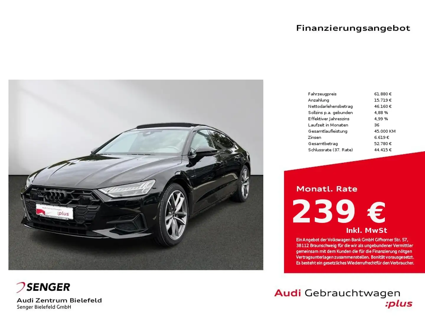 Audi A7 Sportback 50 TDI quattro Matrix Pano AHK Noir - 1