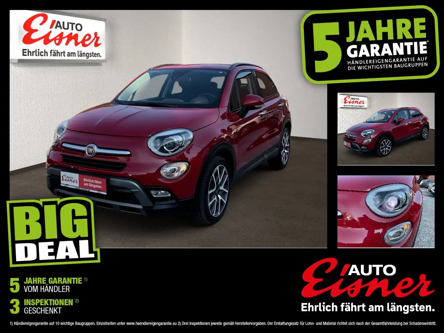 Fiat 500X 1.6 MultiJet Cross Plus 2xKlima BiXenon PDC Rot - 1