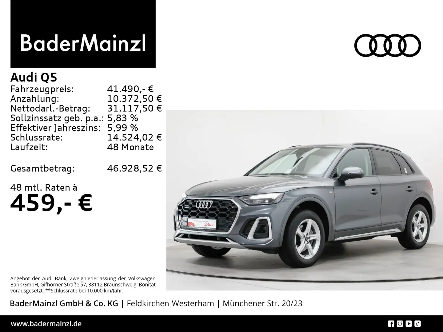 Audi Q5 40 TDI quattro S tronic S line Navi Kamera Grau - 1