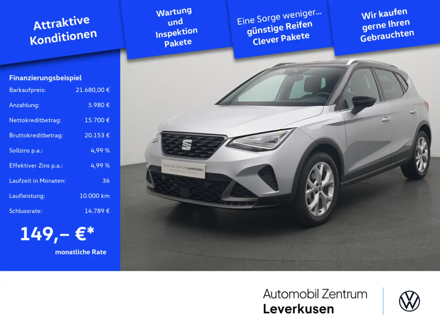 SEAT Arona FR DSG NAVI VIRT ACC KAM CARPLAY KEYLES Silber - 1