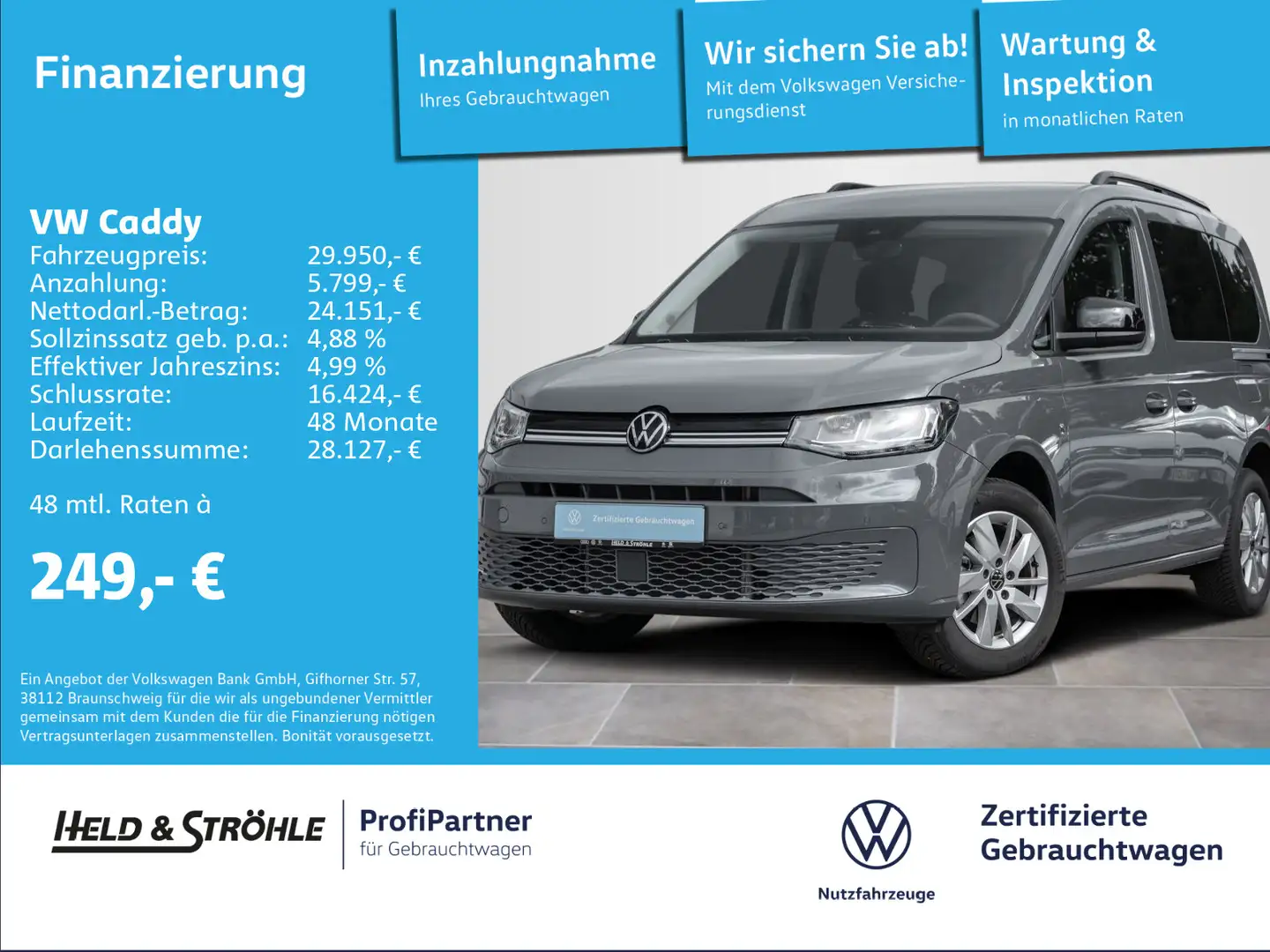 Volkswagen Caddy Life 2.0 TDI NAV KAM PDC SHZ FLÜGELTÜREN Grijs - 1