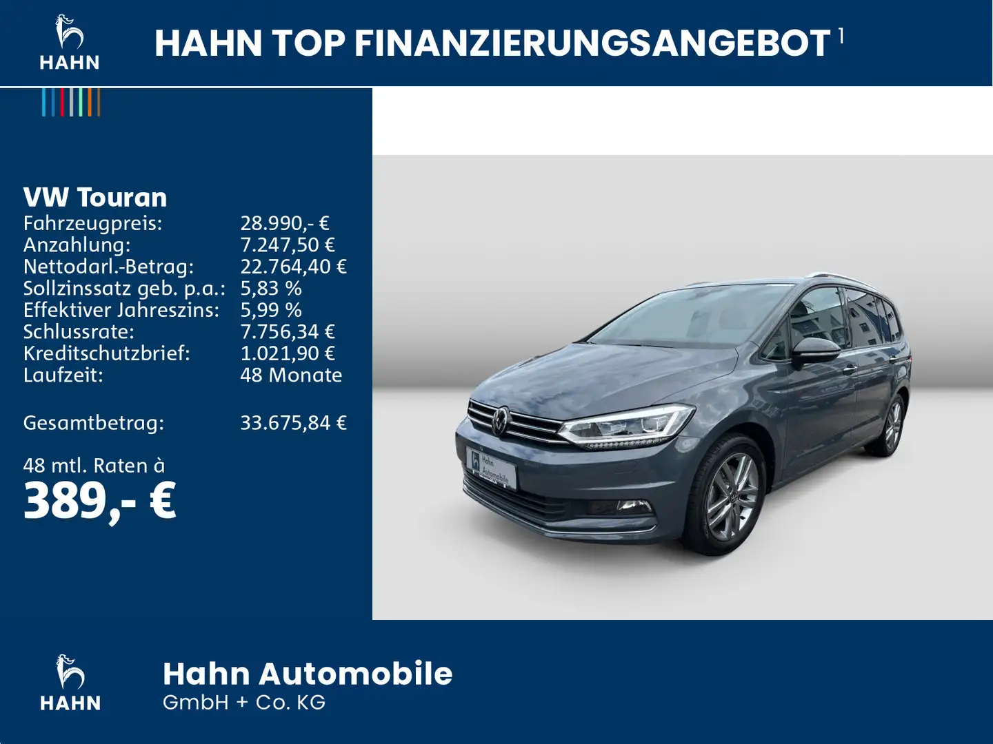 Volkswagen Touran 2.0TDI Active 7-Sitzer AHK Family IQ.Ligh Grau - 2