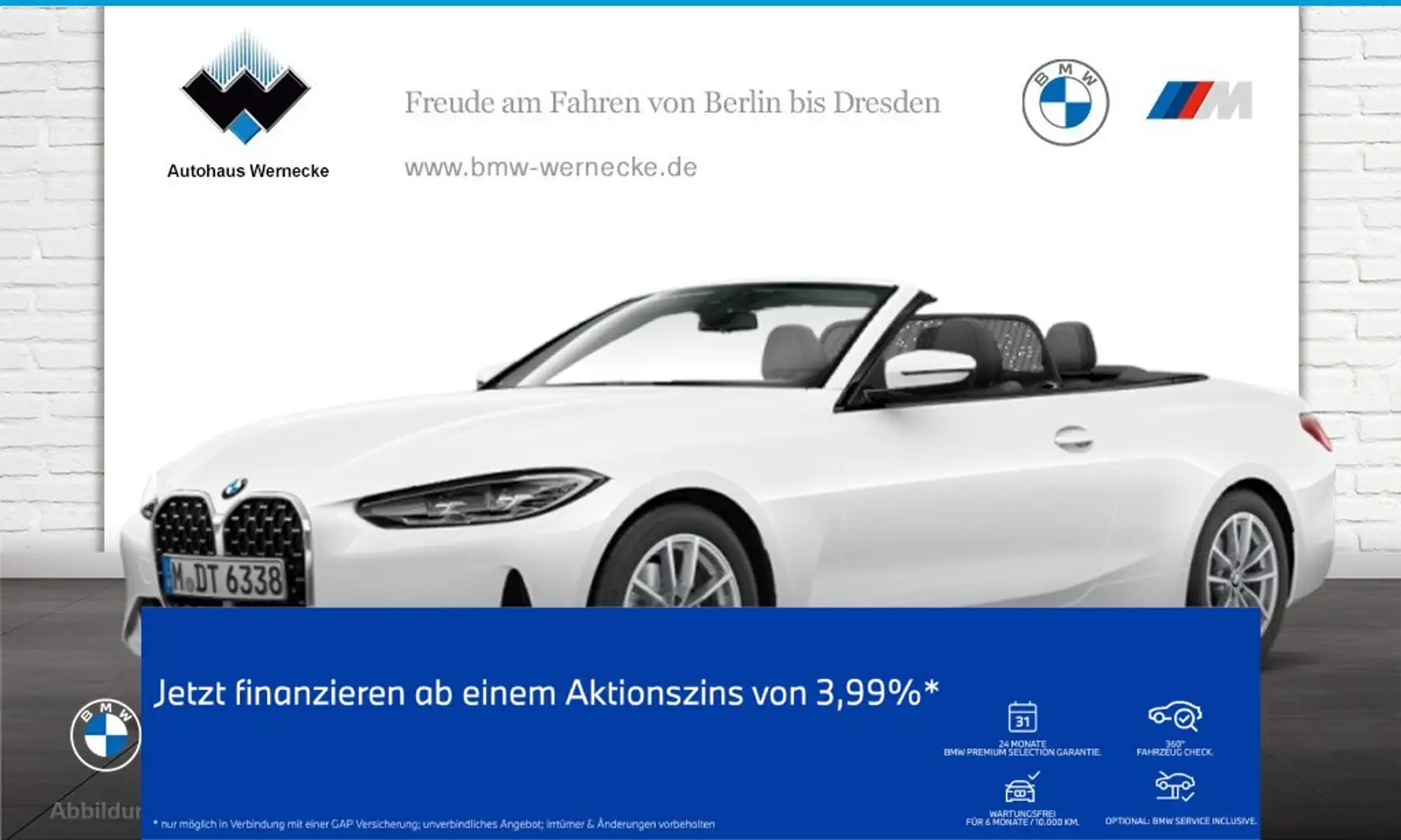 BMW 420 i Cabrio HiFi DAB WLAN Tempomat Klimaaut. Biały - 1
