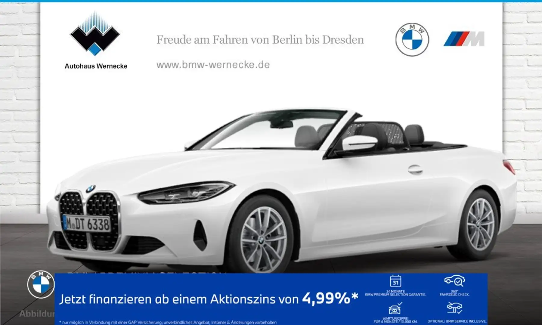 BMW 420 i Cabrio HiFi DAB WLAN Tempomat Klimaaut. Alb - 1