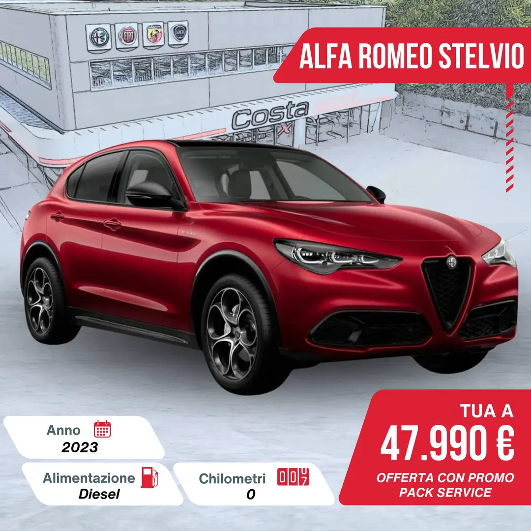 Alfa Romeo Stelvio 2.2 Turbodiesel 210 CV AT8 Q4 Veloce Rosso - 1