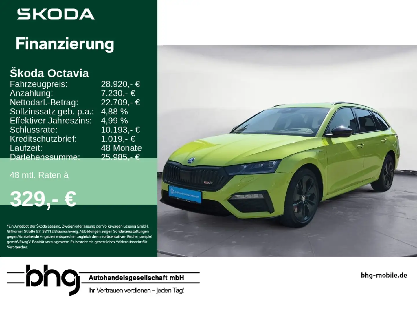 Skoda Octavia Combi 1.4 TSI iV DSG RS Head-Up Kamera A Grün - 1