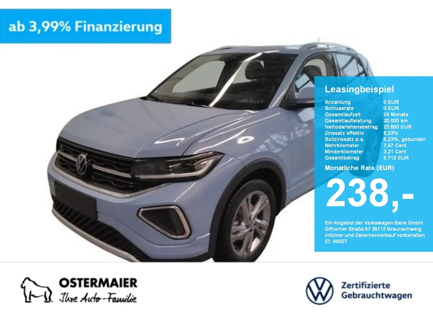 Volkswagen T-Cross R-LINE 1.0TSI 115PS NP.36t. NAVI.KAMERA.5JG Blau - 1