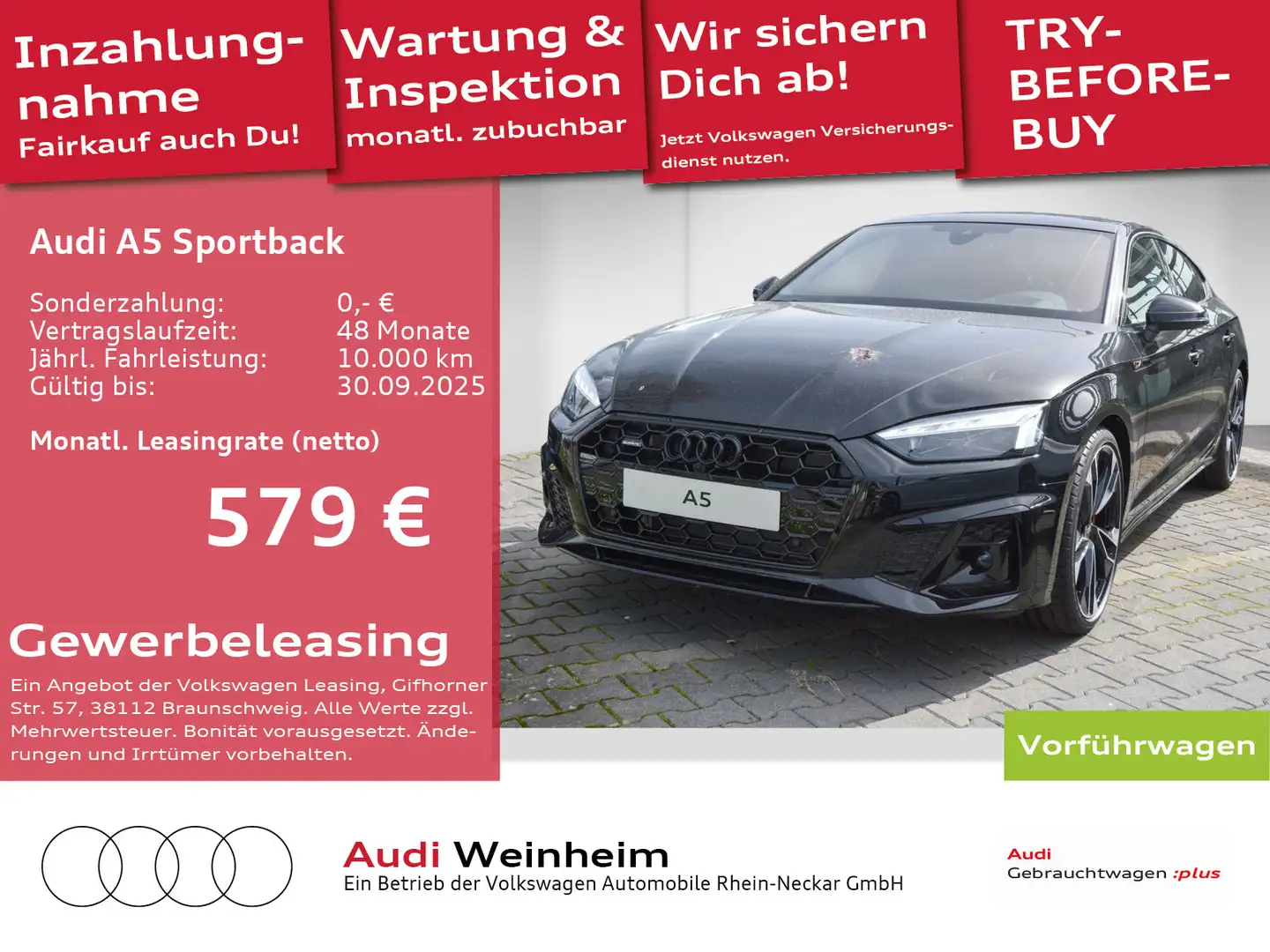 Audi A5 S line 40 TDI quattro S tronic Schwarz - 1