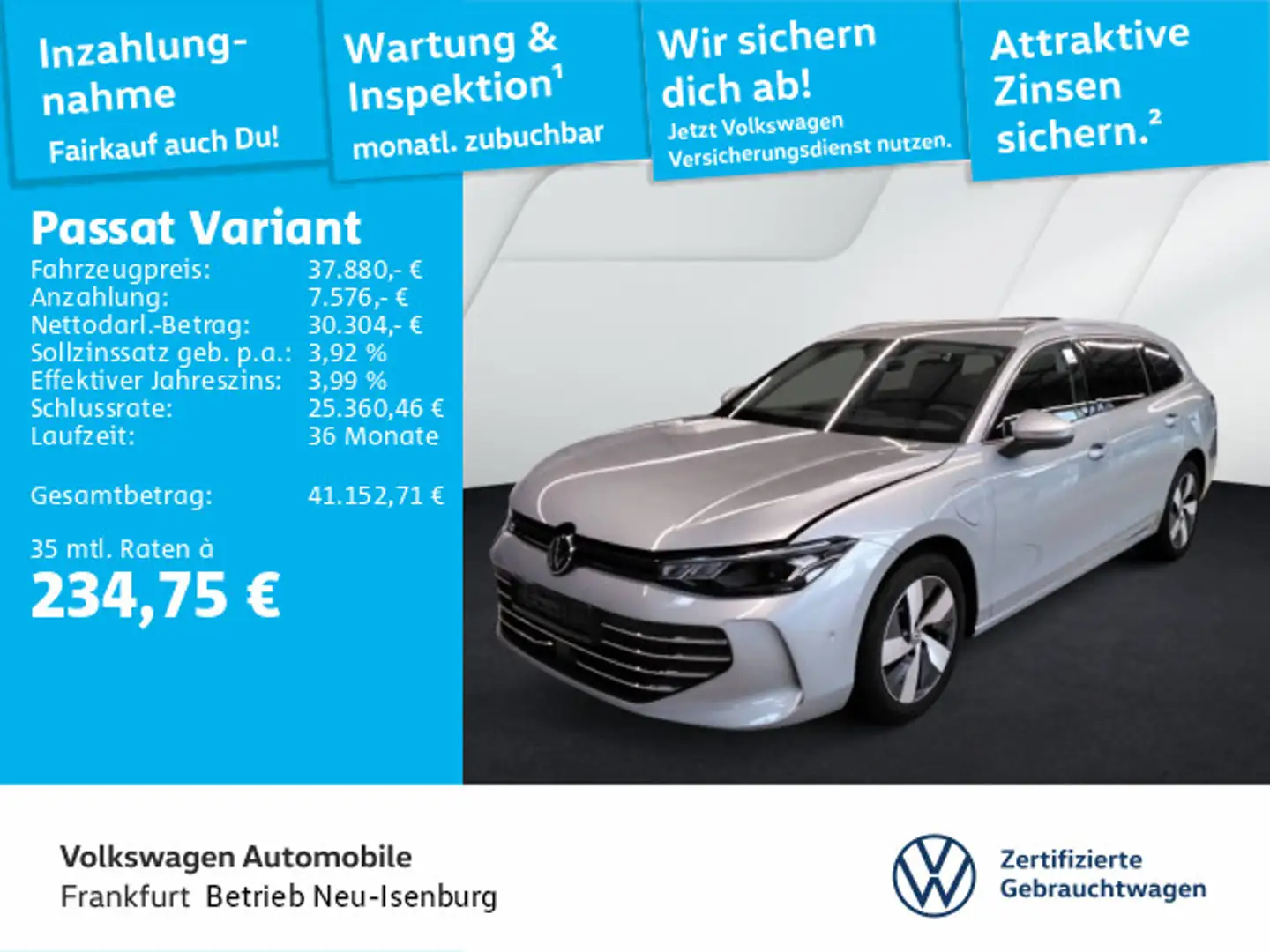 Volkswagen Passat Variant 1.5 TSI DSG eHybrid Navi LED DAB+ Silber - 1