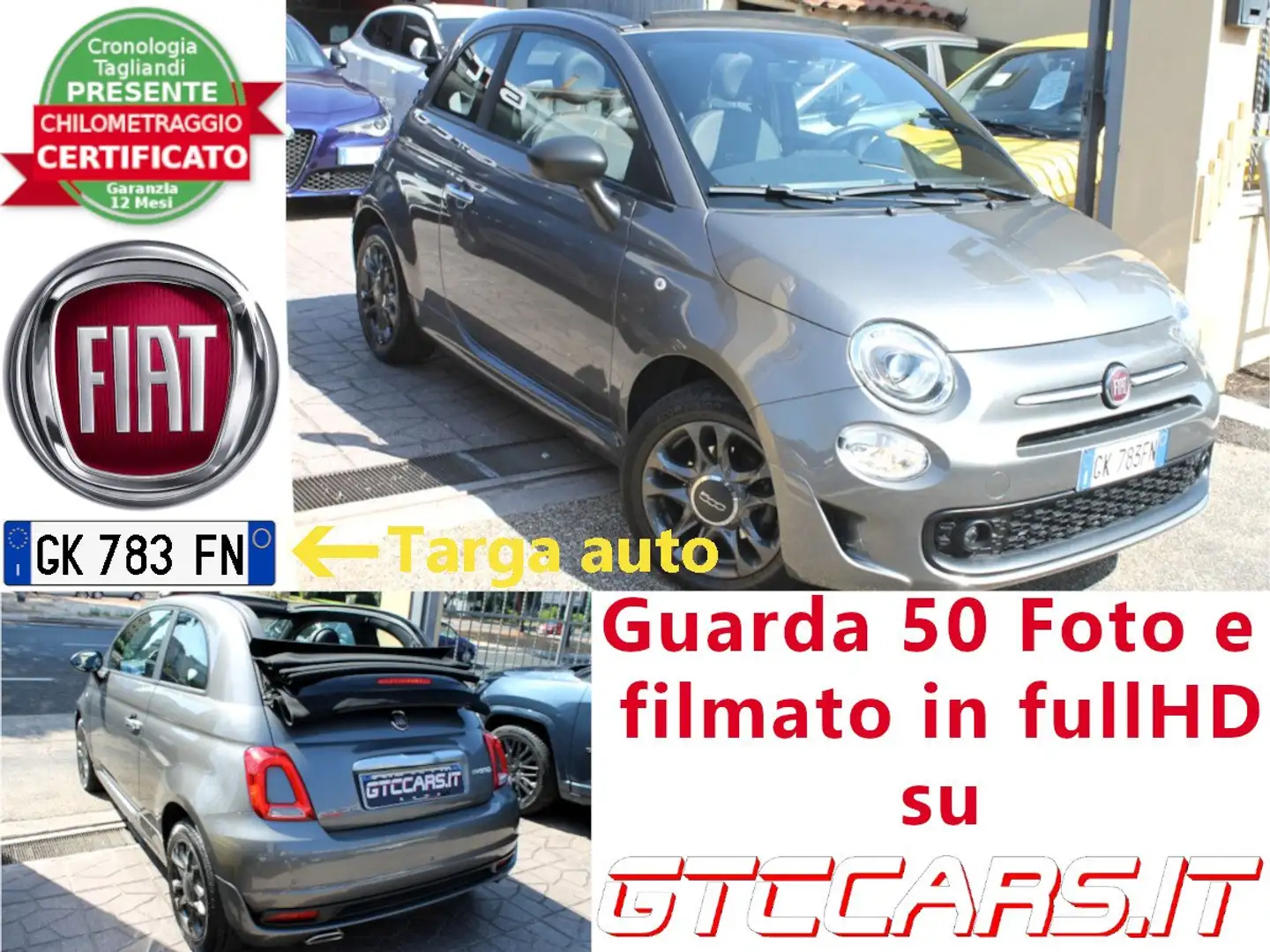Fiat 500C Cabrio 1.0 Hybrid Connect UNIPRO IVA DEDUCIBILE Grigio - 1