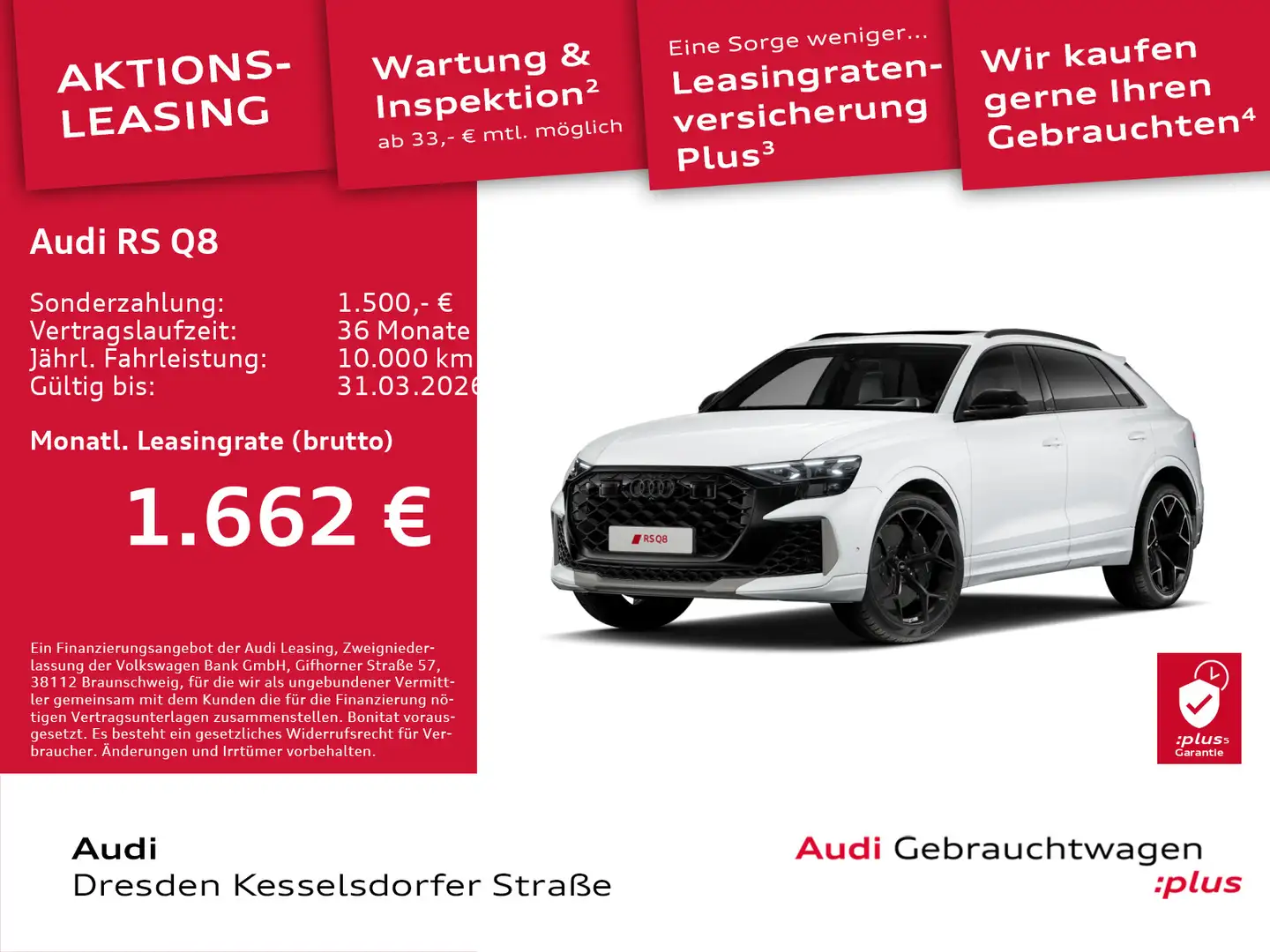 Audi RS Q8 4.0 TFSI Q. AHZV Kamera HUD Navi Pano Matr Weiß - 1