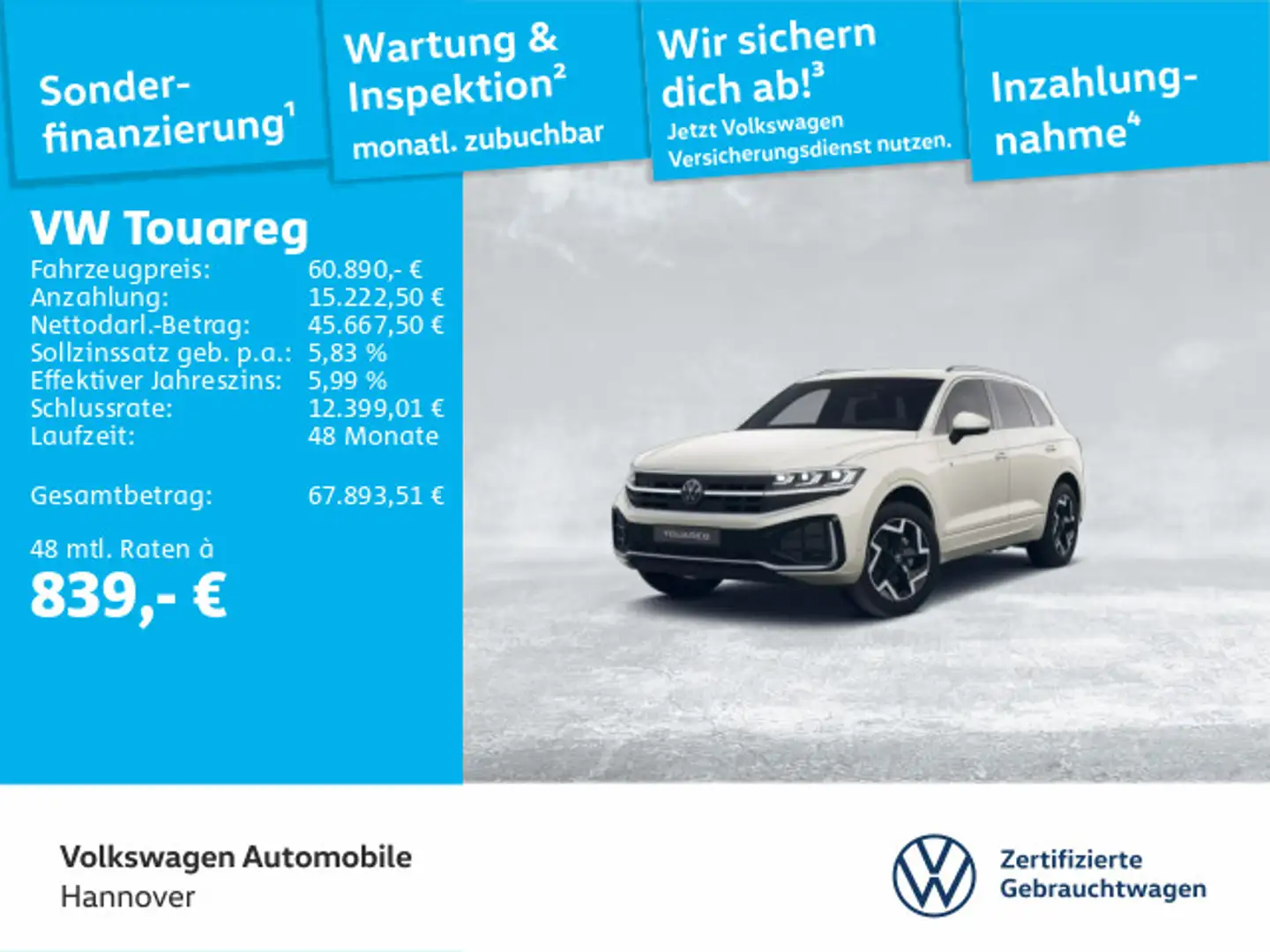 Volkswagen Touareg 3.0 V6 TDI R-Line DSG Navi AHK DigCockpi Beige - 1