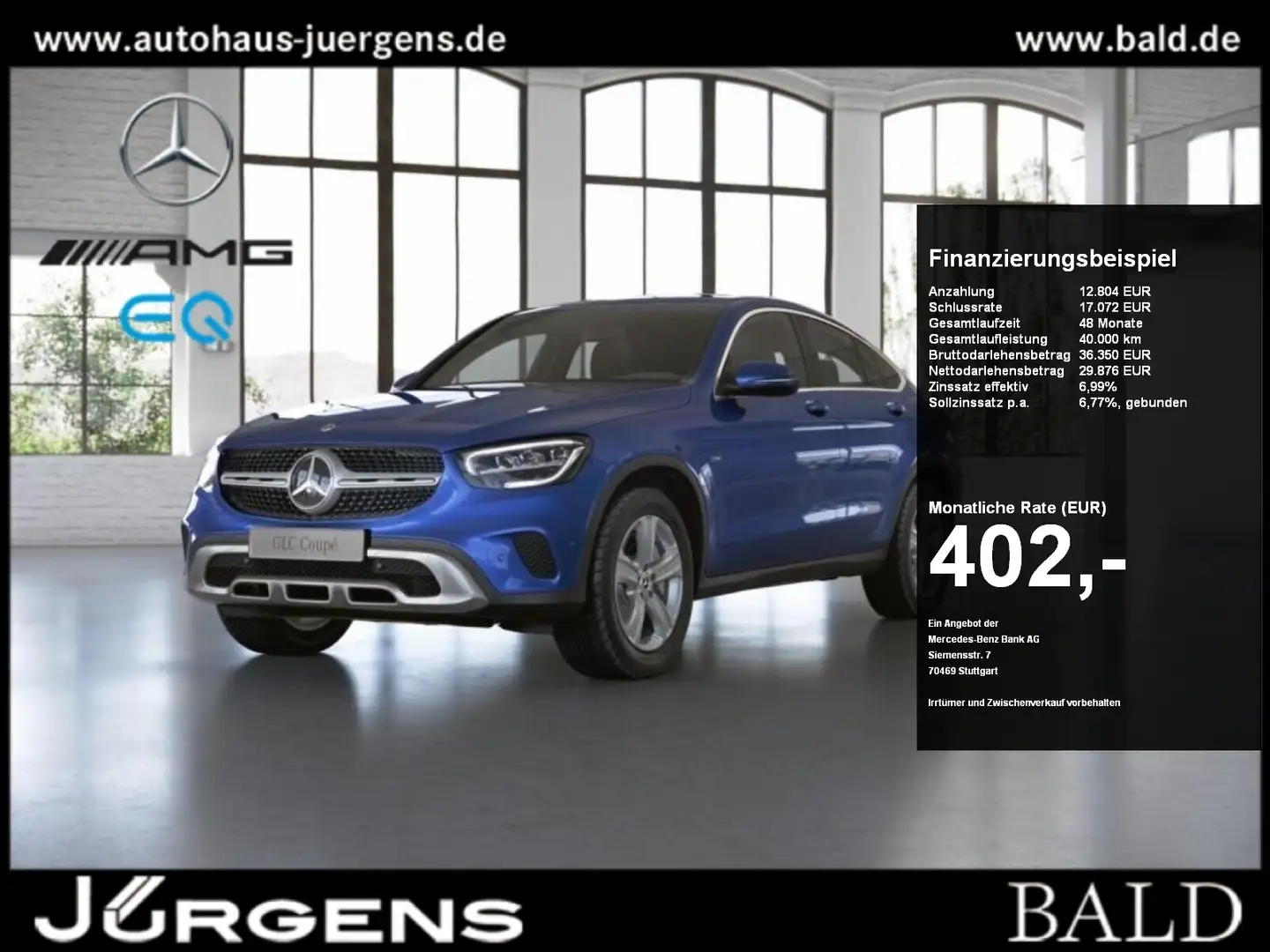 Mercedes-Benz GLC 300 e 4MATIC Coupé +MBUX+LED+AHK+Cam+Totw Albastru - 1