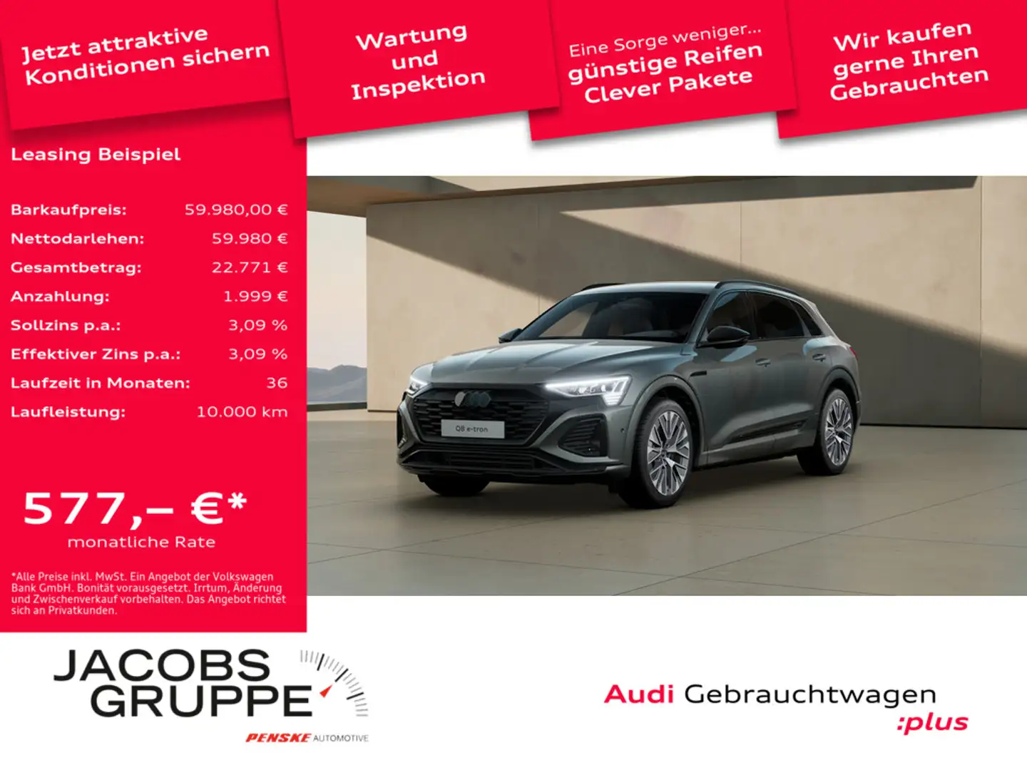 Audi Q8 50 S line/Black+/Matrix/ACC/AHK/AIR/21Z e-tro Grau - 1