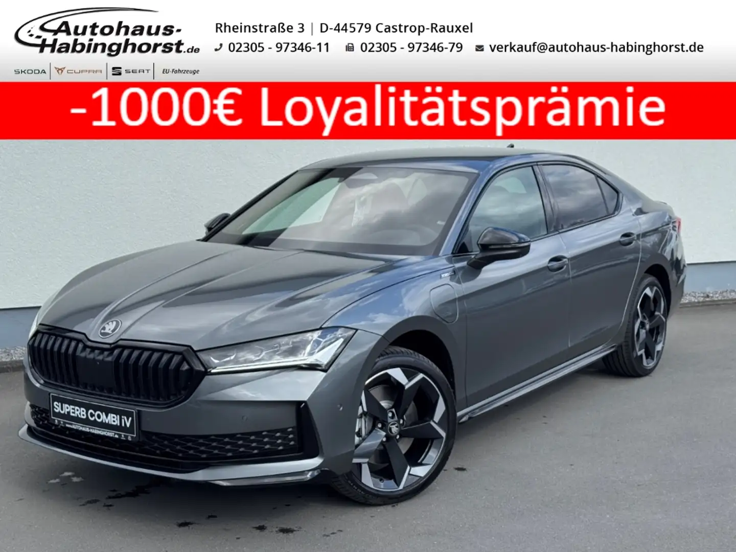 Skoda Superb IV 1.5 TSI iV DSG Sportline AHK 360 HeadUp CANTON Grau - 1