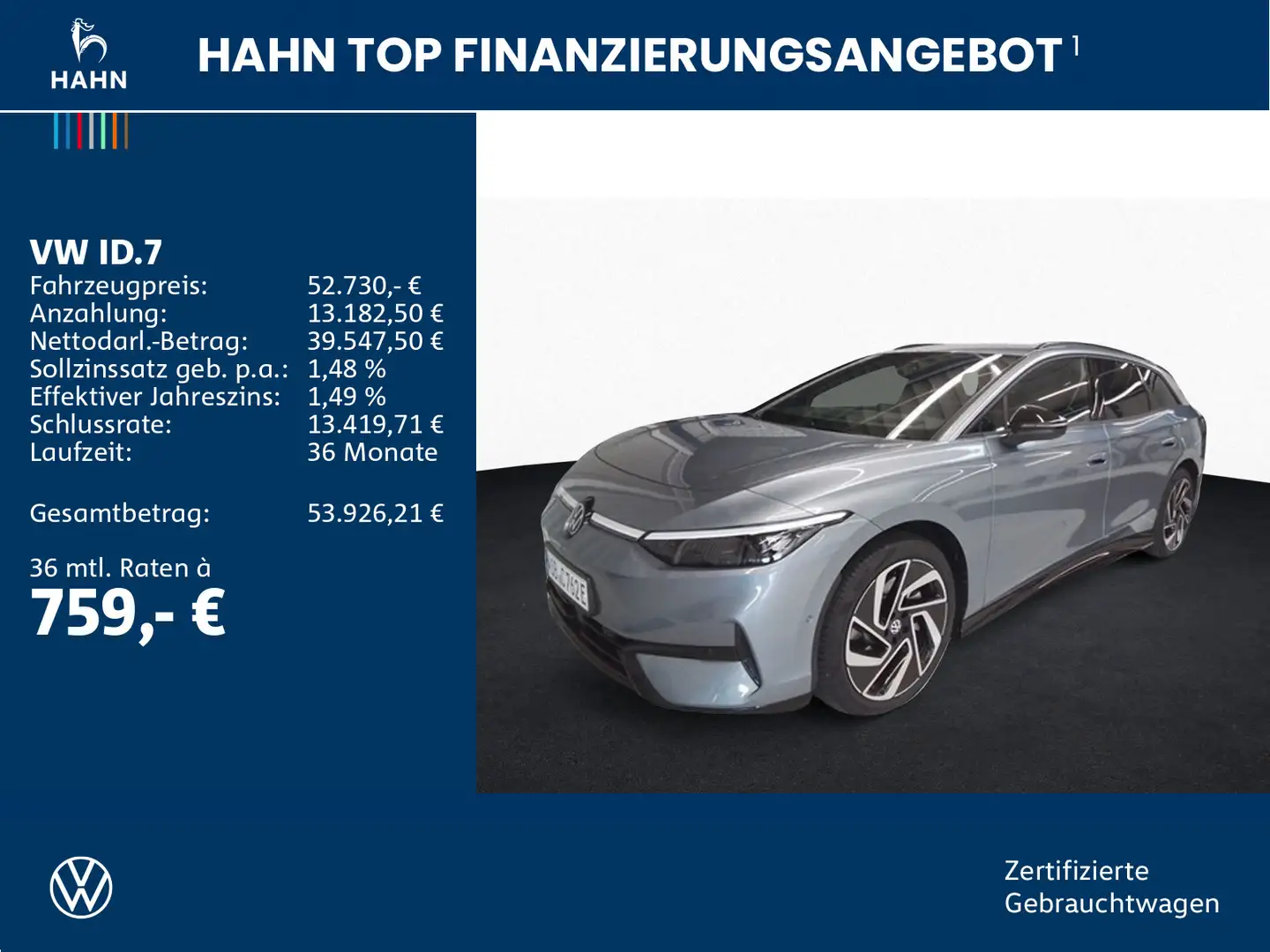 Volkswagen ID.7 Tourer Pro S AHK NAV ACC DCC LED WÄRMEPUMPE Blau - 2