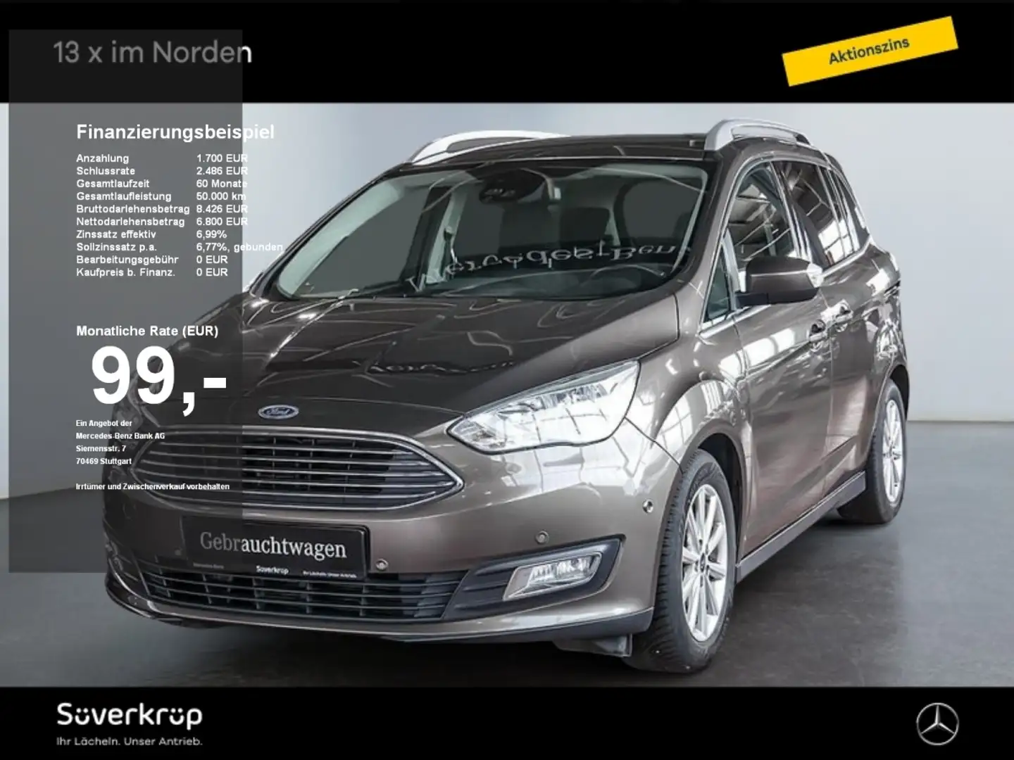 Ford Grand C-Max Titanium Navi SHZ PDC AHK 6Sitze Bruin - 1