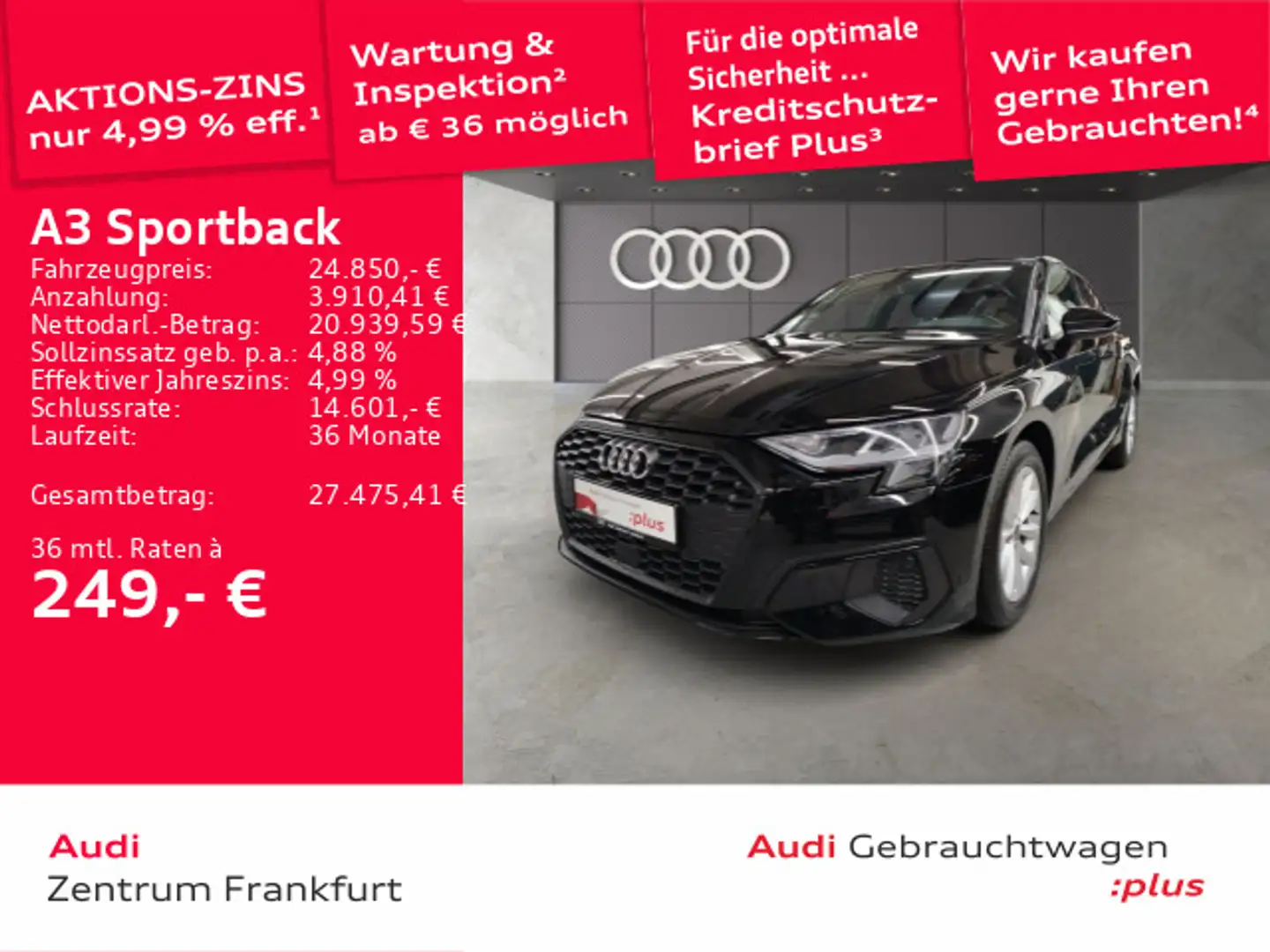 Audi A3 30 TDI S tronic LED AHK DAB Panoram Schwarz - 1