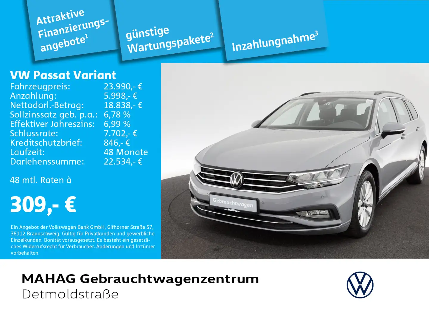 Volkswagen Passat Variant Business 2.0 TDI LED Navi RearVie Gris - 1