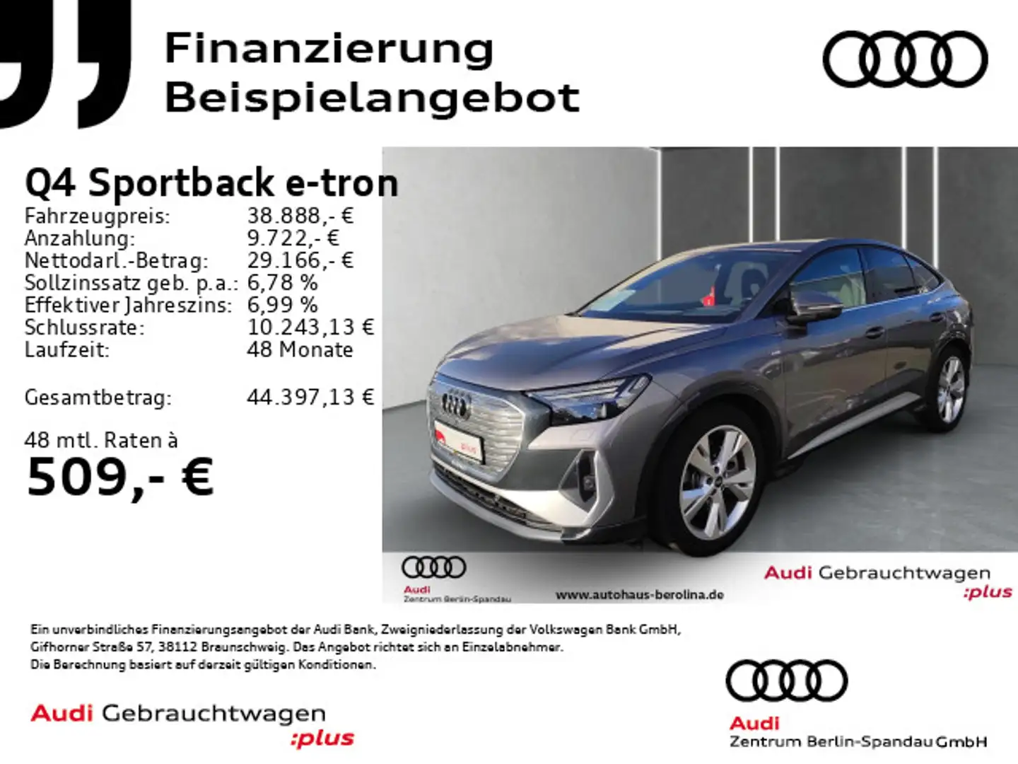 Audi Q4 e-tron 50 qu. S line *PANO*SONOS* Gris - 1