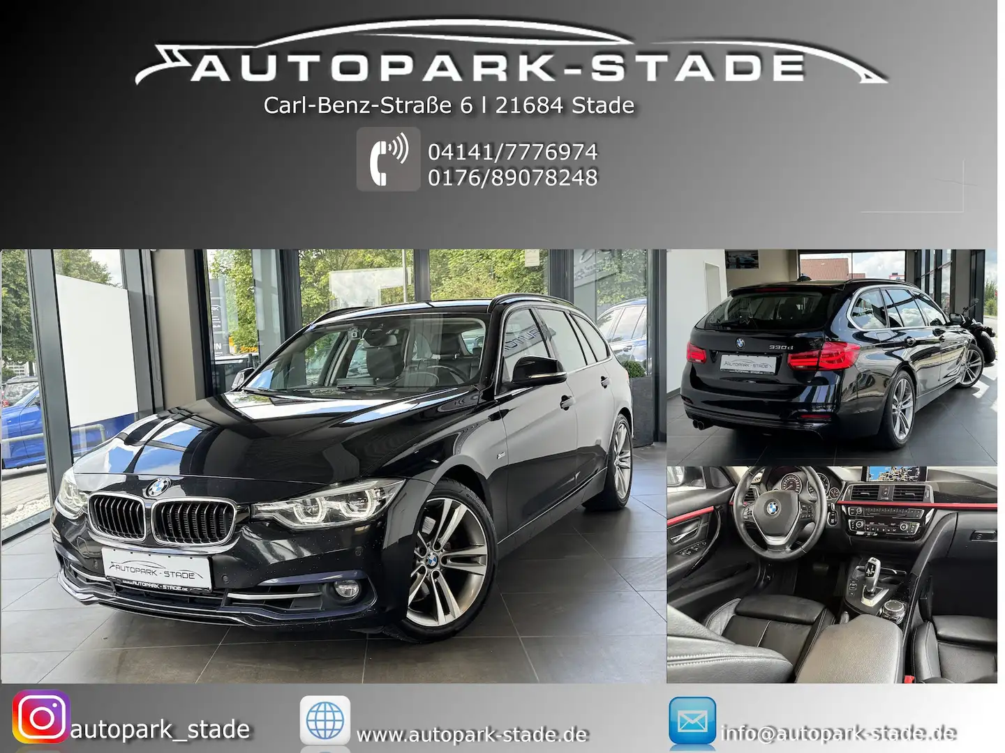 BMW 330 330d Touring Sport LED HeadUp Keyl Navi Temp Noir - 1