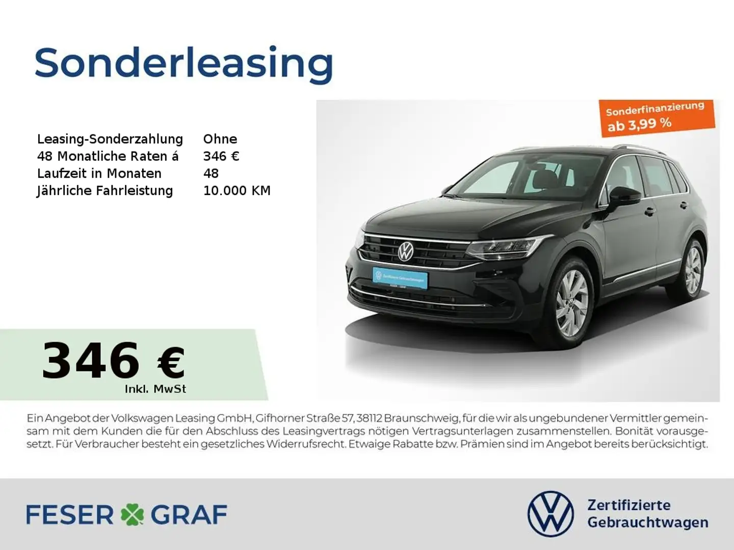 Volkswagen Tiguan MOVE 1.5 TSI Navi Kamera LED SiHz Schwarz - 1