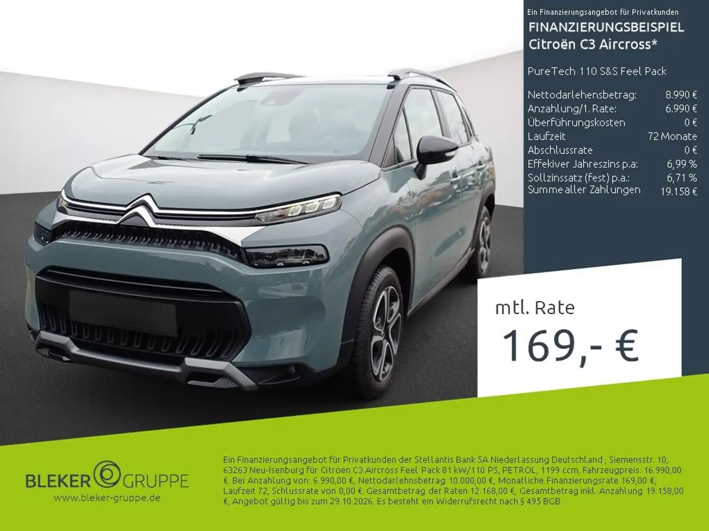 Citroen C3 Aircross PureTech 110 S&S Feel Pack Vert - 1