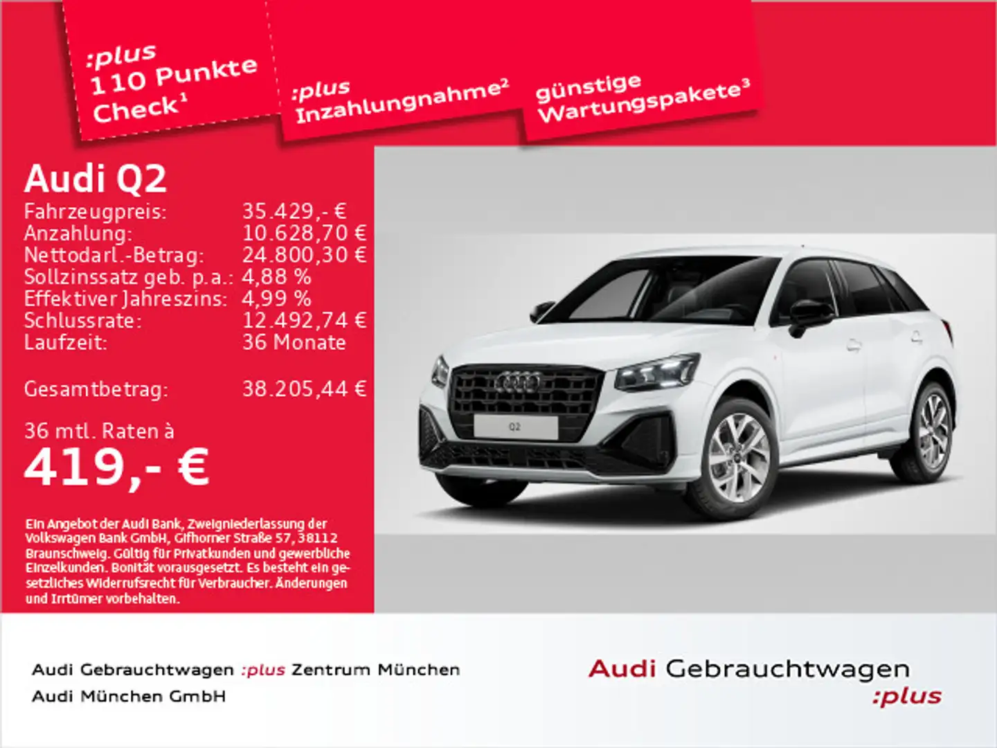 Audi Q2 35 TFSI S tronic 2x S line Matrix/AHK/SONOS Weiß - 1