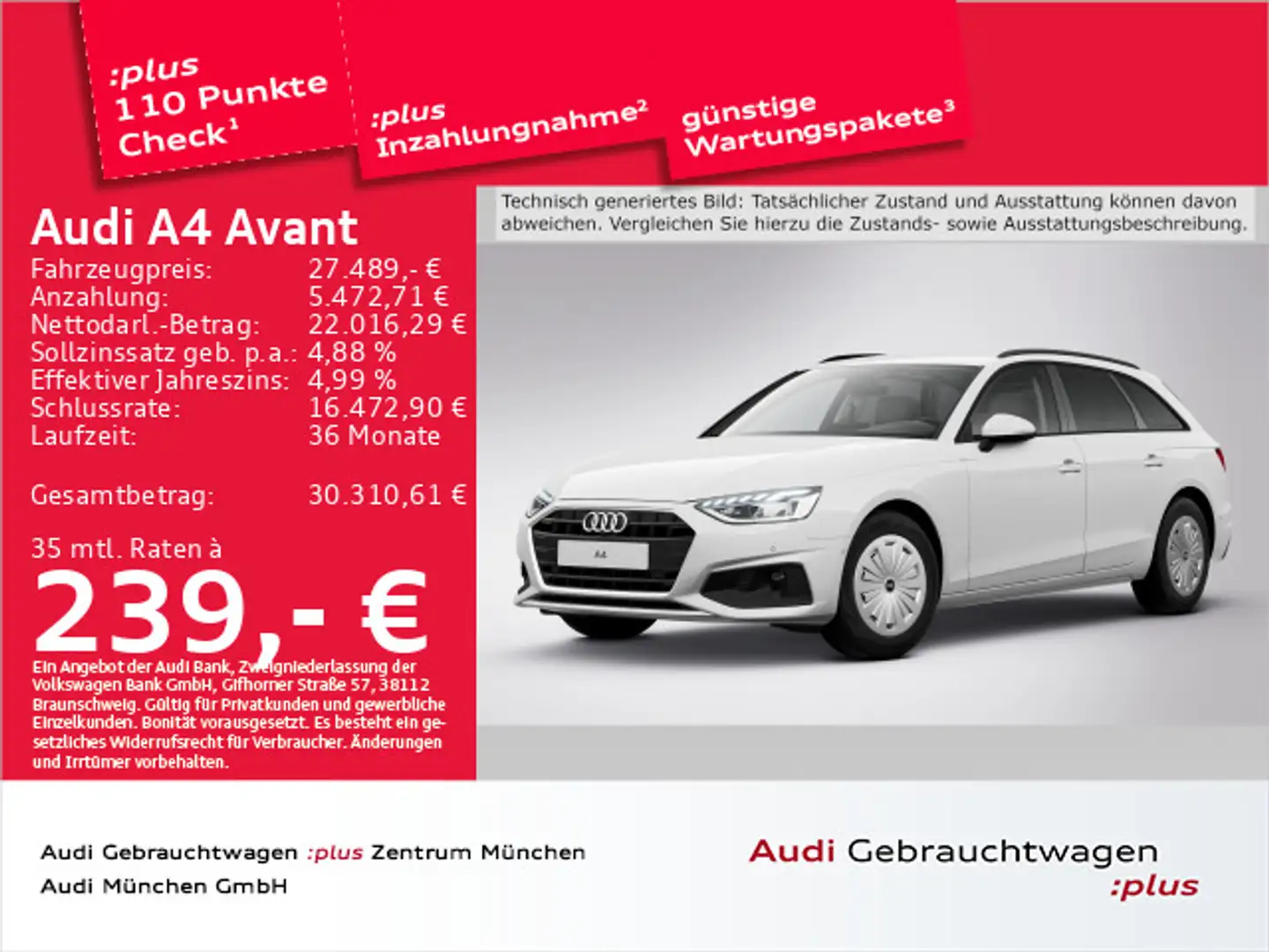 Audi A4 35 TDI S tronic ACC/Navi+/LED Weiß - 1