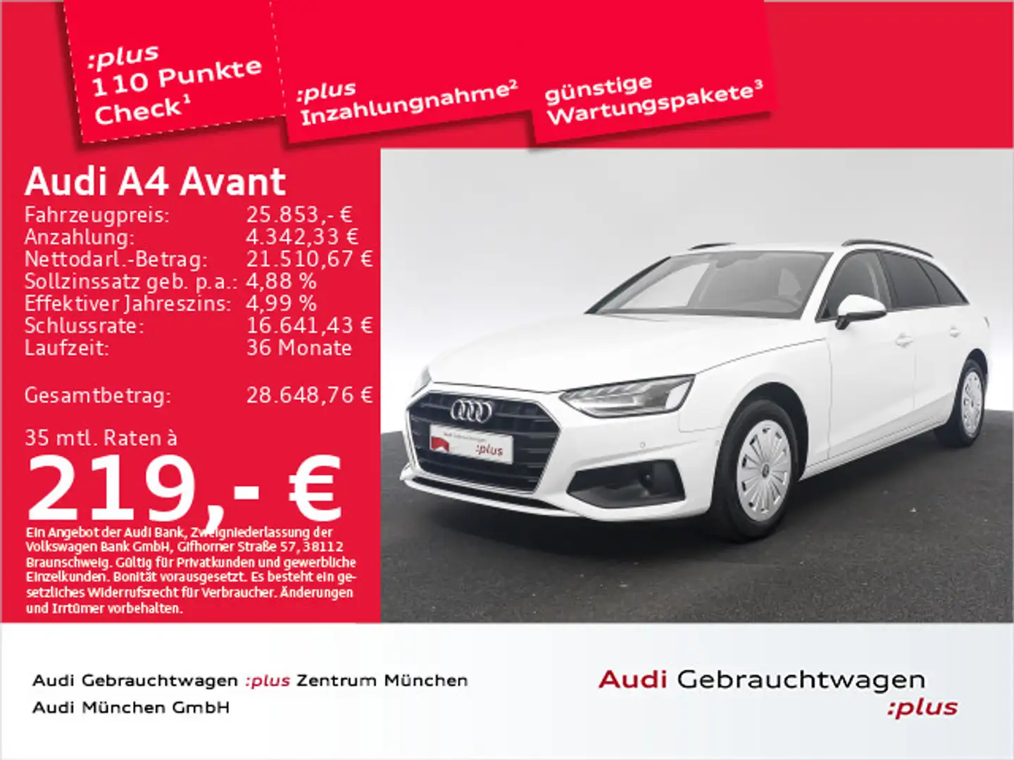 Audi A4 35 TDI S tronic ACC/Navi+/LED Weiß - 1
