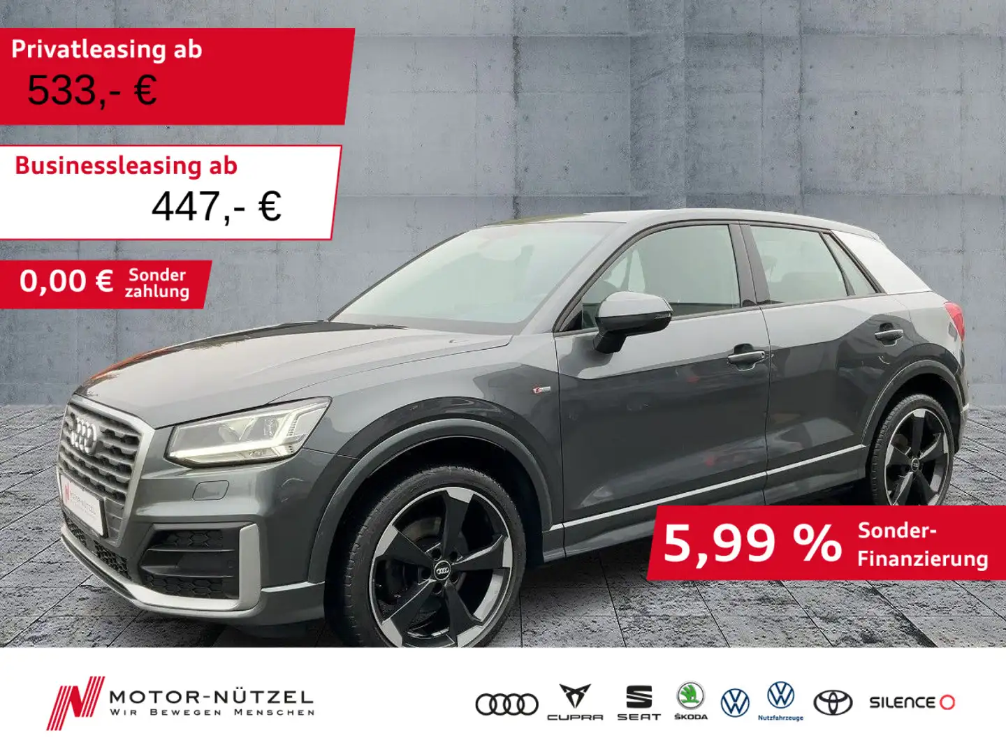 Audi Q2 35 TDI QU S-TR S-LINE LED+NAVI+RFK+GRA+AHK+19 Grau - 1