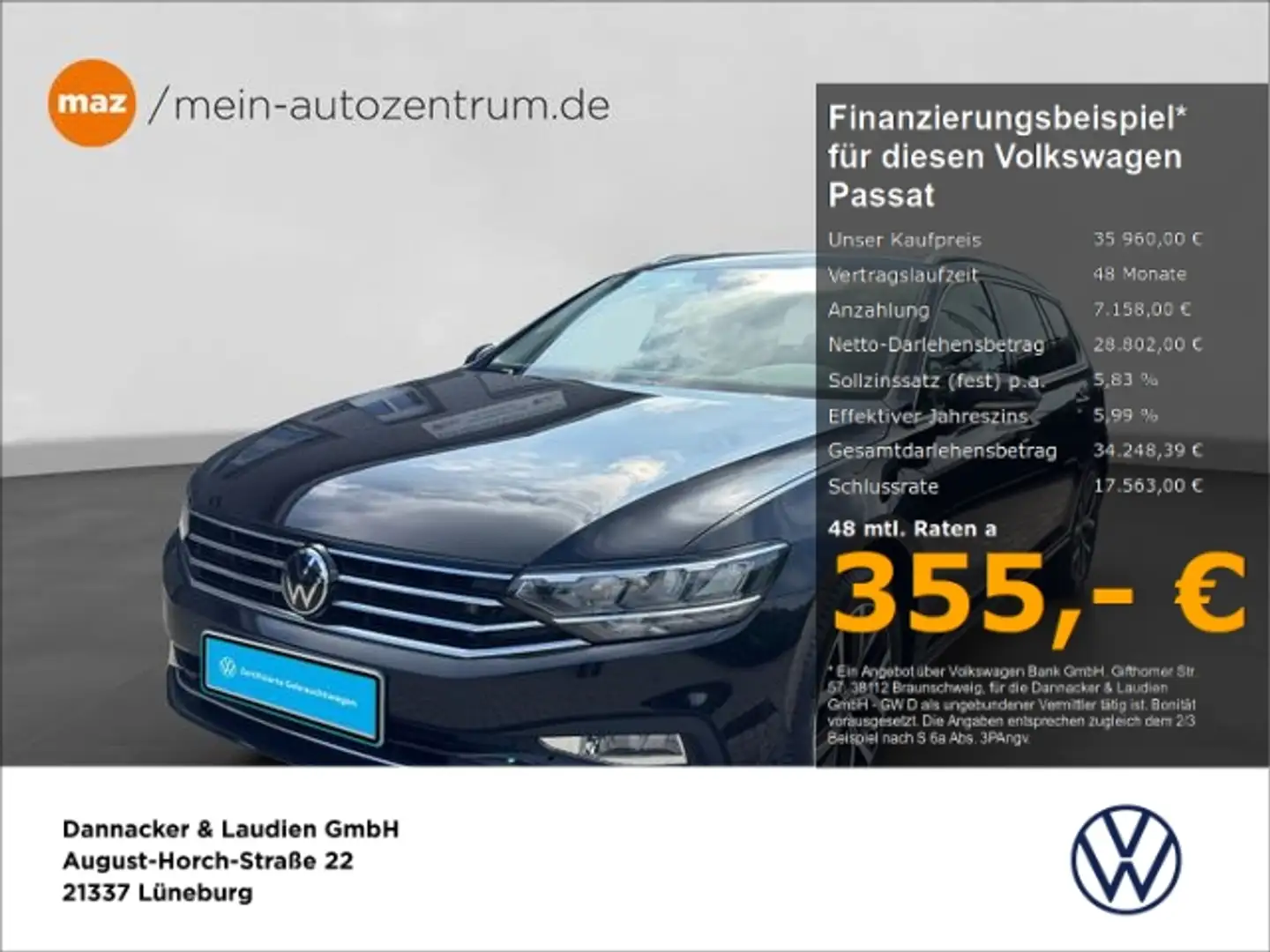 Volkswagen Passat Business 2.0 l TDI DSG Alu LEDSch Schwarz - 1