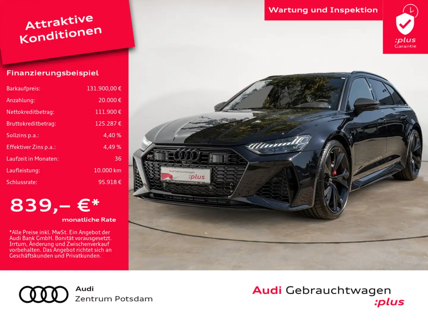 Audi RS6 Avant performance LASER NAVI B&O STANDHZ Negro - 1