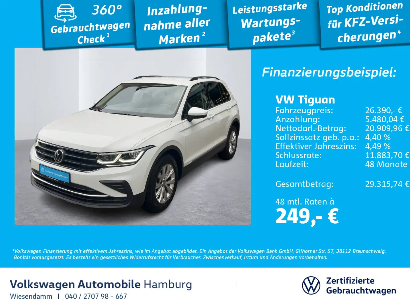 Volkswagen Tiguan 1.5 TSI DSG LED/NAVI/SITZHZG. Wit - 1