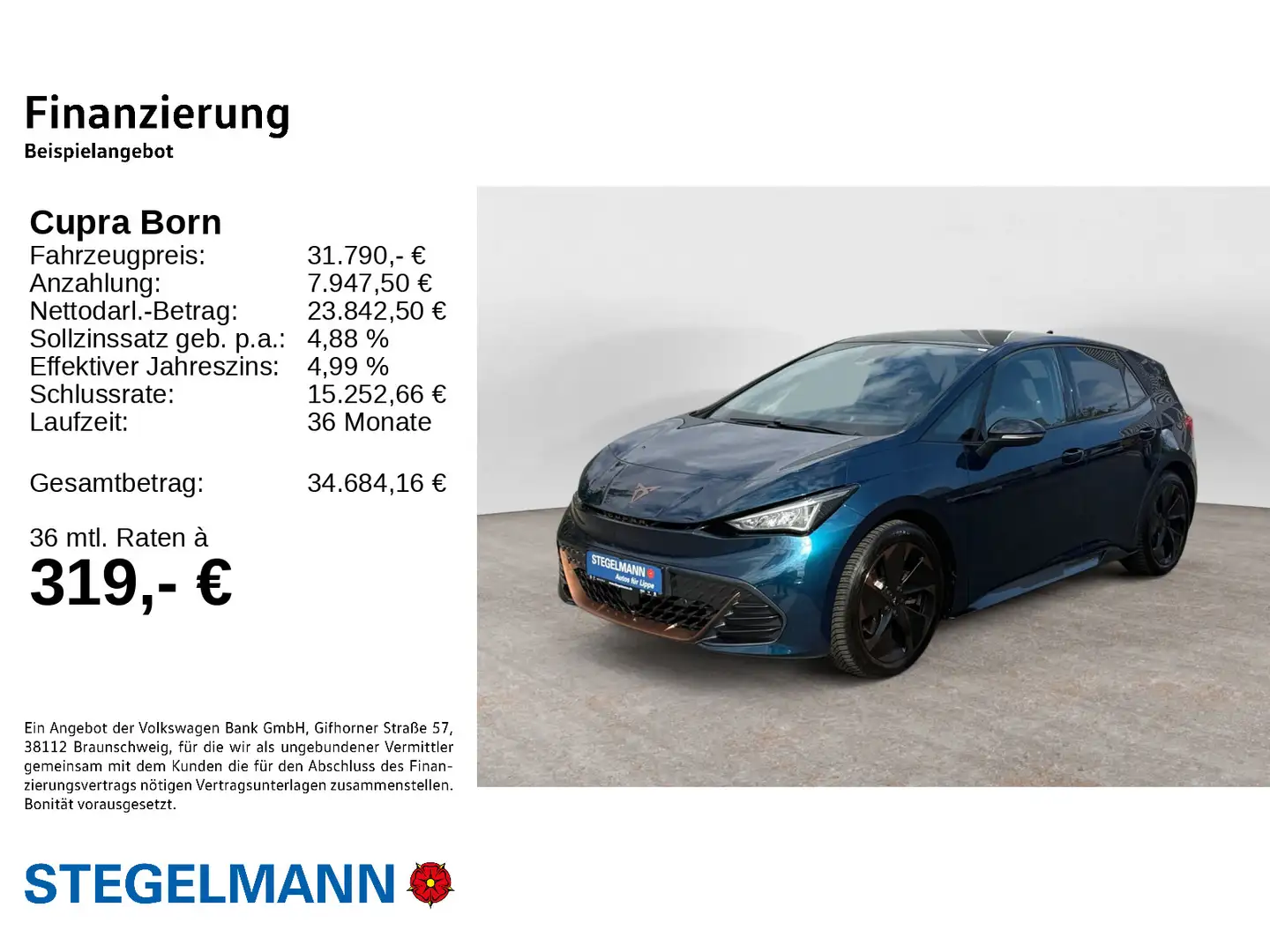 CUPRA Born 150kW/58kWh *Pano*Navi*Sitzheizung* Blau - 2