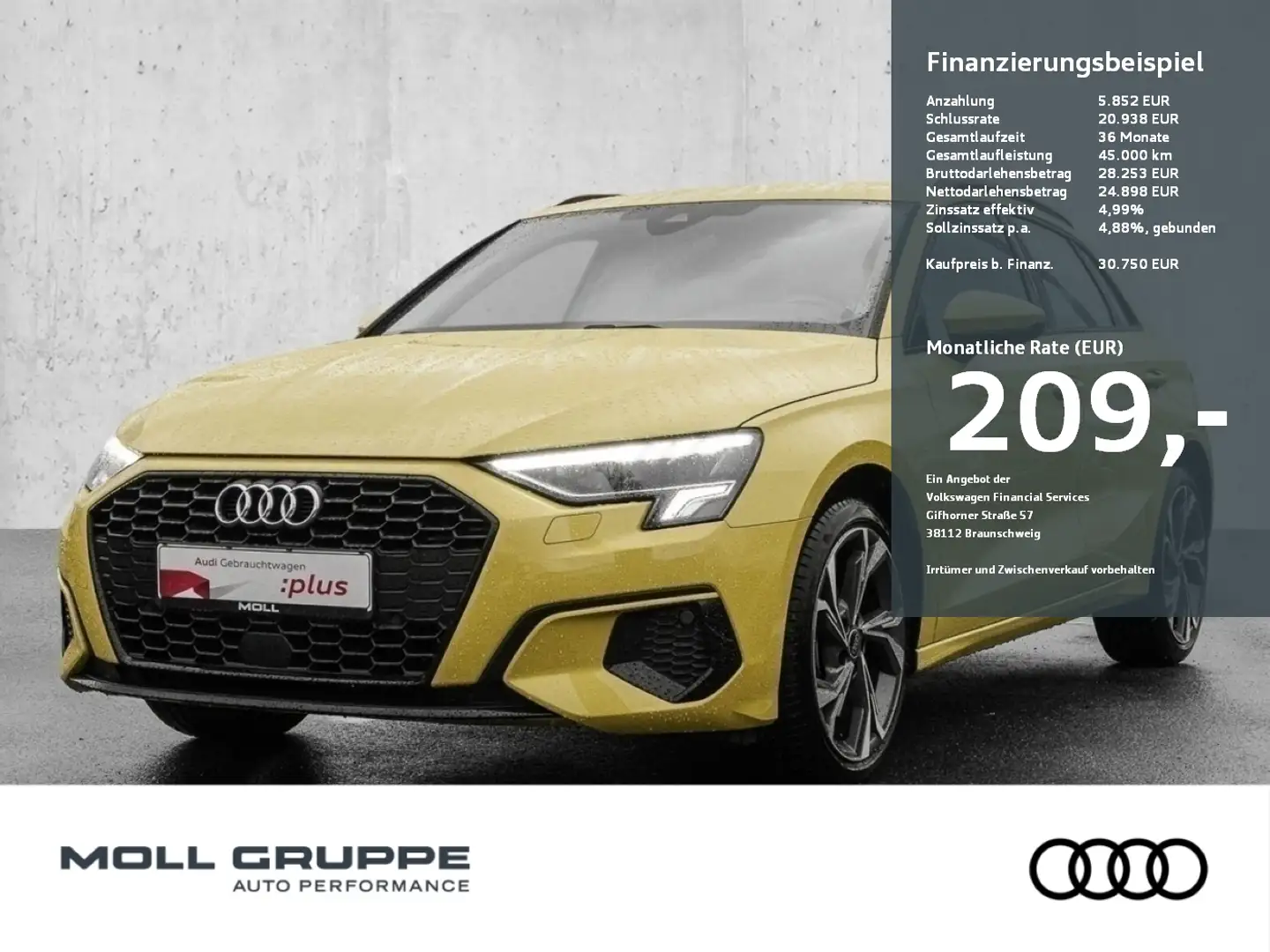 Audi A3 Sportback 35 TDI S tronic advanced AHK LM Jaune - 1