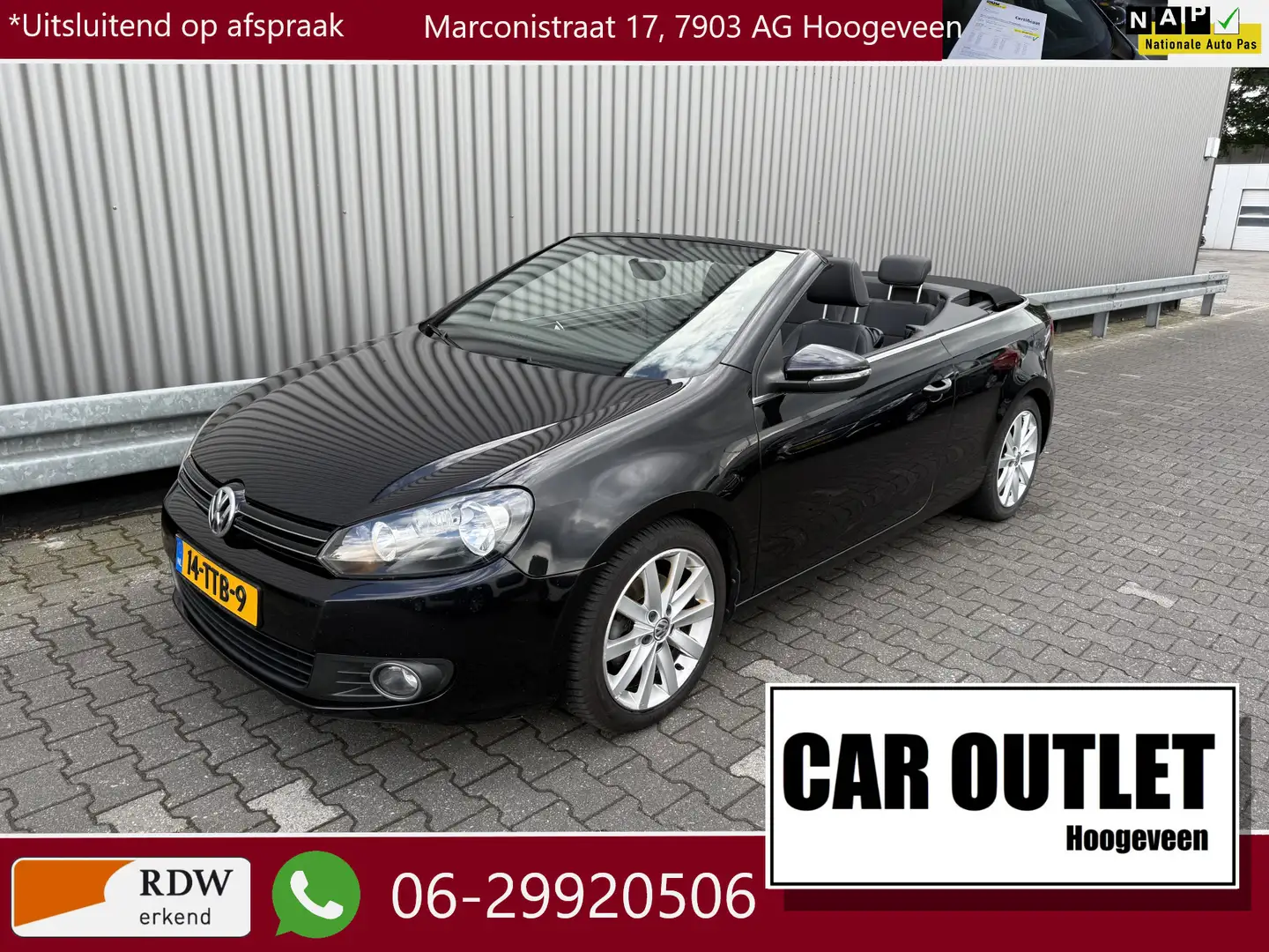 Volkswagen Golf Cabriolet 1.2 TSI BlueMotion Navi, Leer/Alc, CC, PDC, Multim Zwart - 1