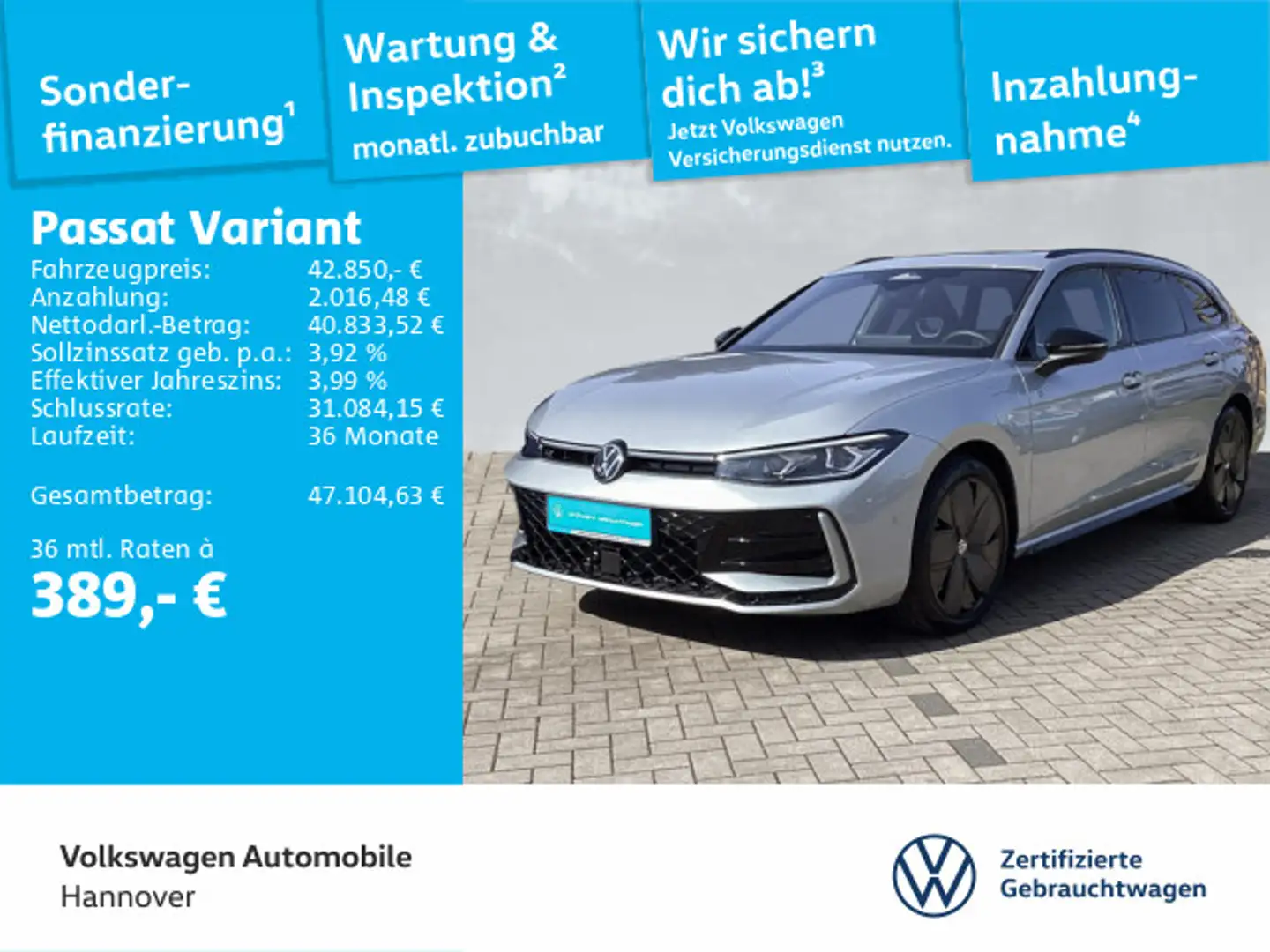 Volkswagen Passat Variant 1.5 TSI DSG eHybrid R-Line BlackS Silber - 1