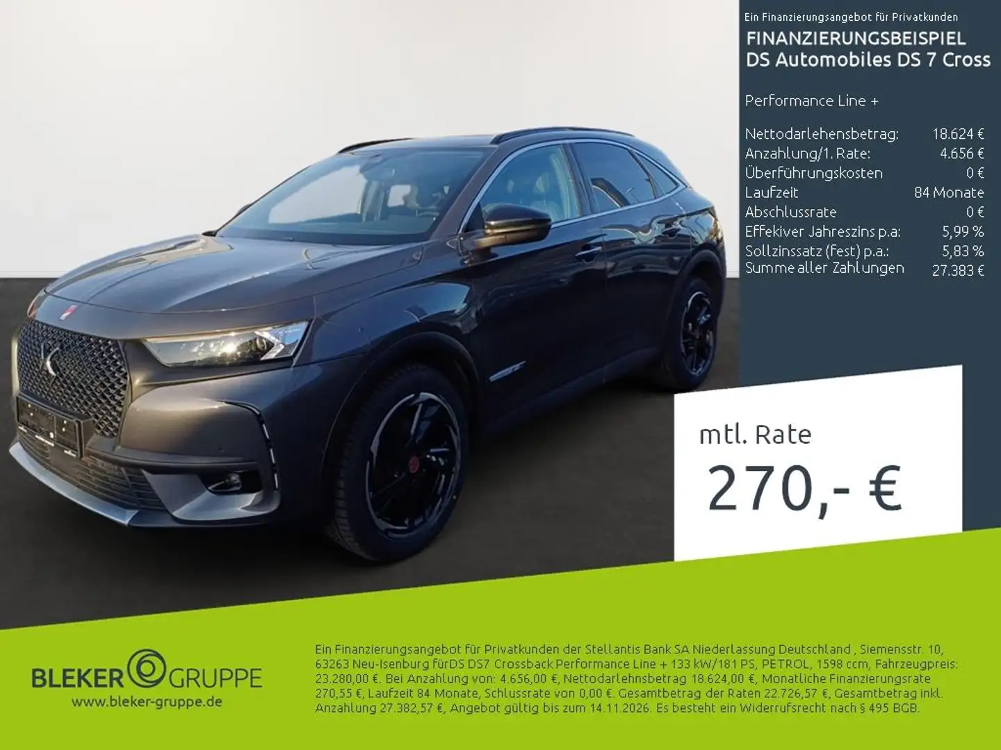 DS Automobiles DS 7 Crossback Performance Line + Grau - 1