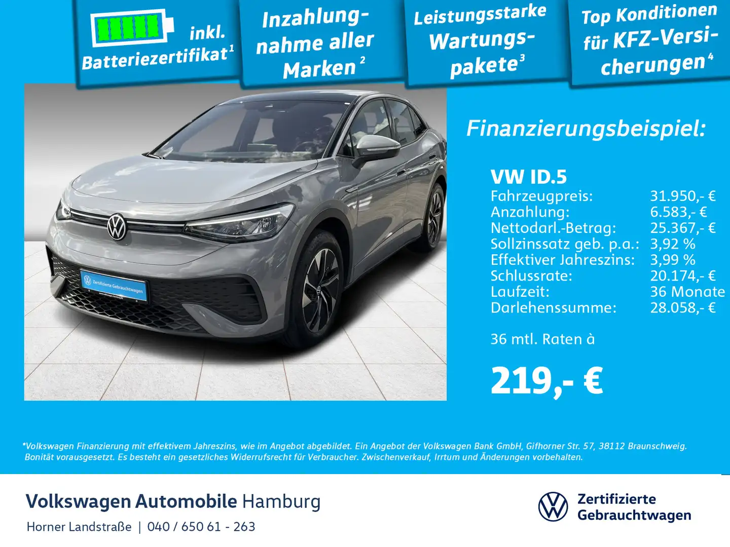 Volkswagen ID.5 Pro Performance AHK Navi Kamera Sitzheizung Gris - 1
