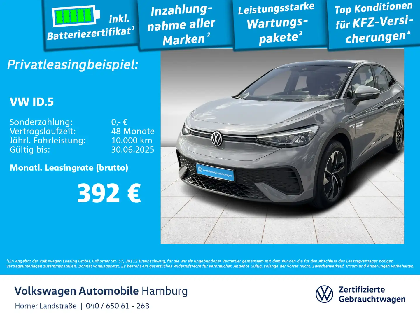 Volkswagen ID.5 Pro Performance AHK Navi Kamera Sitzheizung Grau - 1