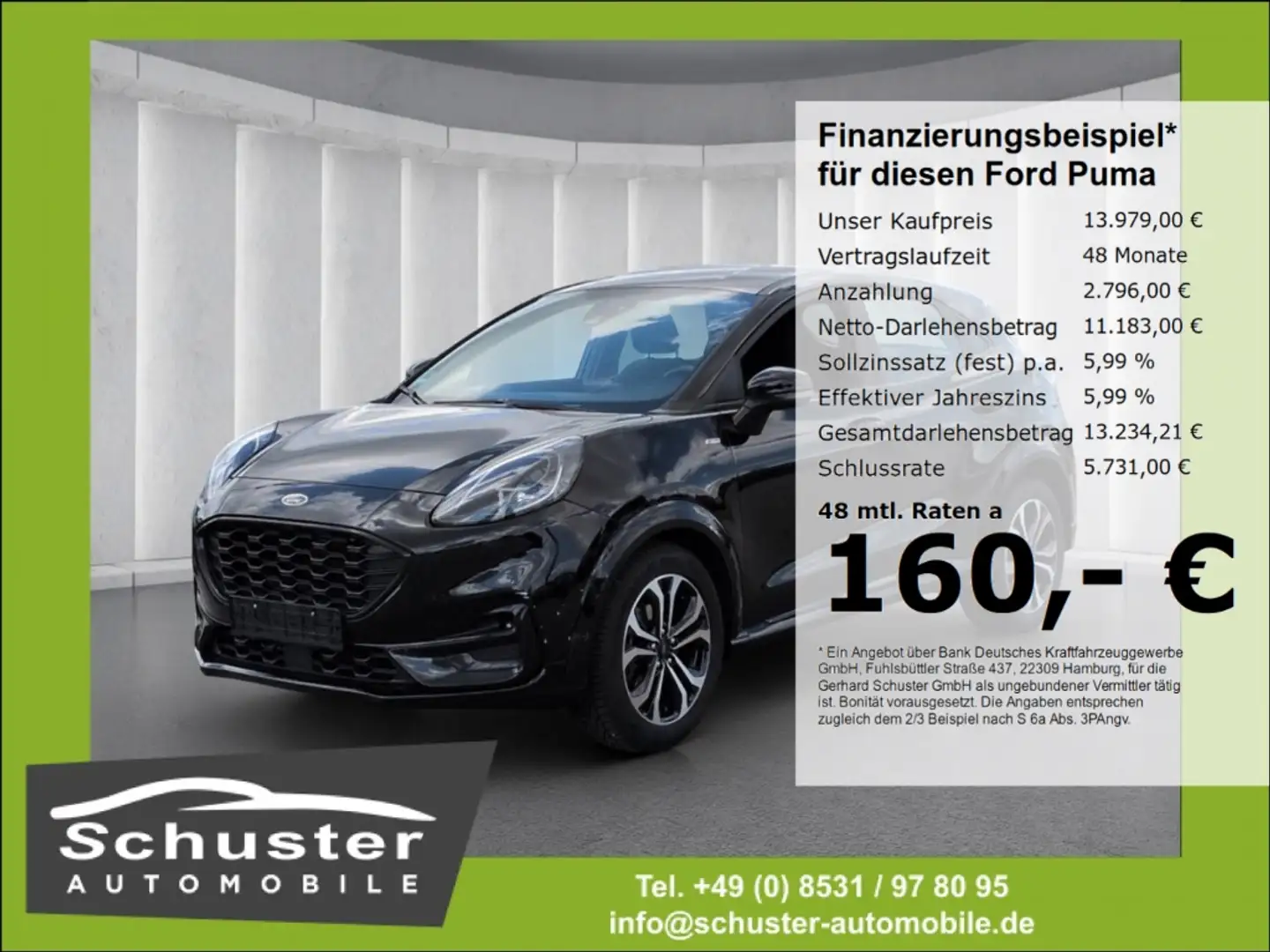 Ford Puma ST-LINE 1.0EcoBoost*LED Navi Tempo VKZ-Erk Schwarz - 1