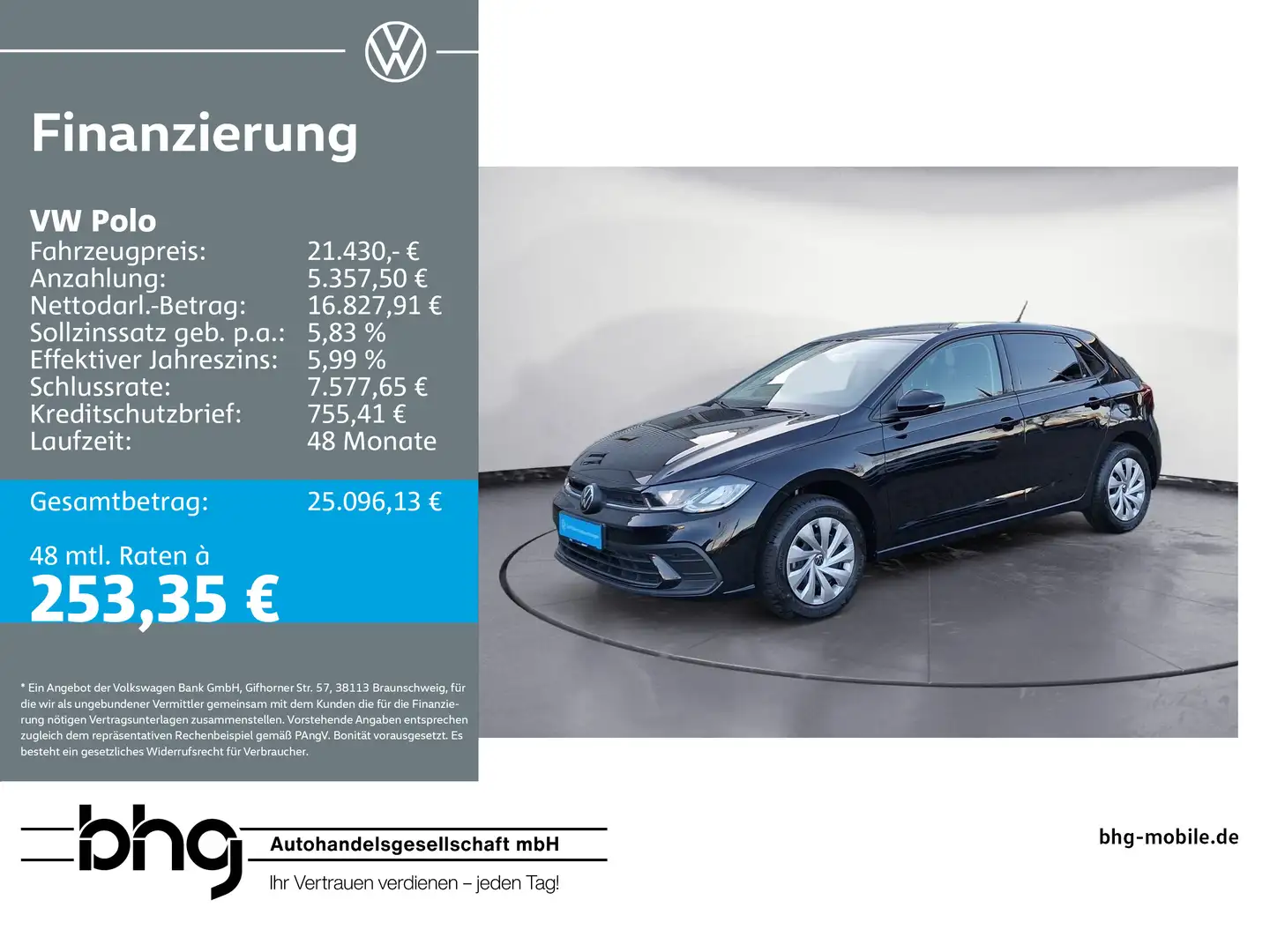 Volkswagen Polo 1.0 TSI OPF Life Schwarz - 1