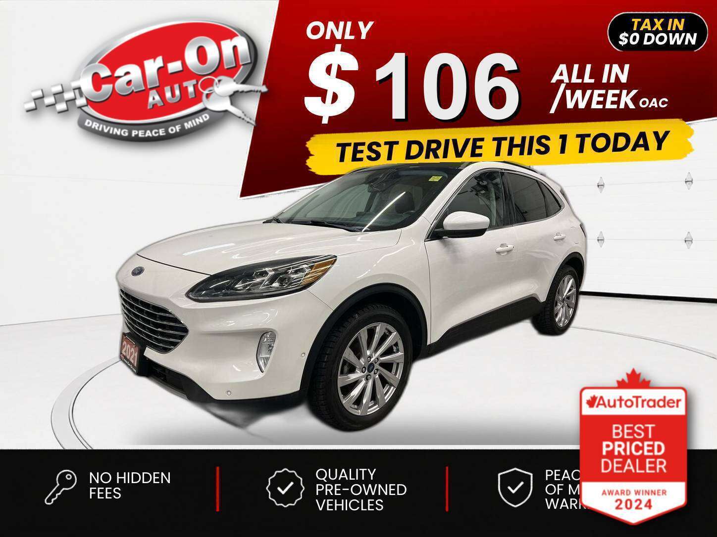 White 2021 Ford Escape Hybrid Titanium AWD SUV / Crossover All-Wheel Drive Automatic