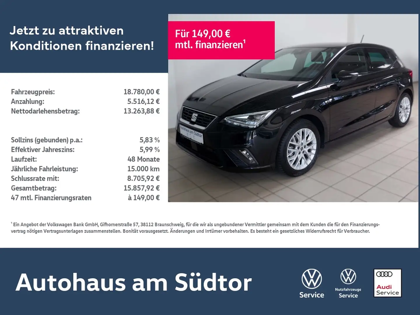 SEAT Ibiza FR-Line 1.0 TSI | LED RFK ACC Noir - 1
